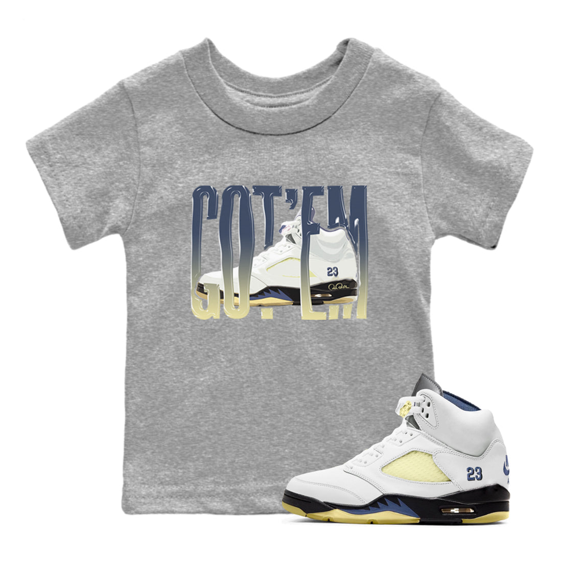 Air Jordan 5 A Ma Maniere x Photon Dust shirt to match jordans Wiggling Gotem sneaker tees Jordan 5 A Ma Maniere "Dawn" Drip Gear Zone Baby Toddler Heather Grey 1 T-Shirt