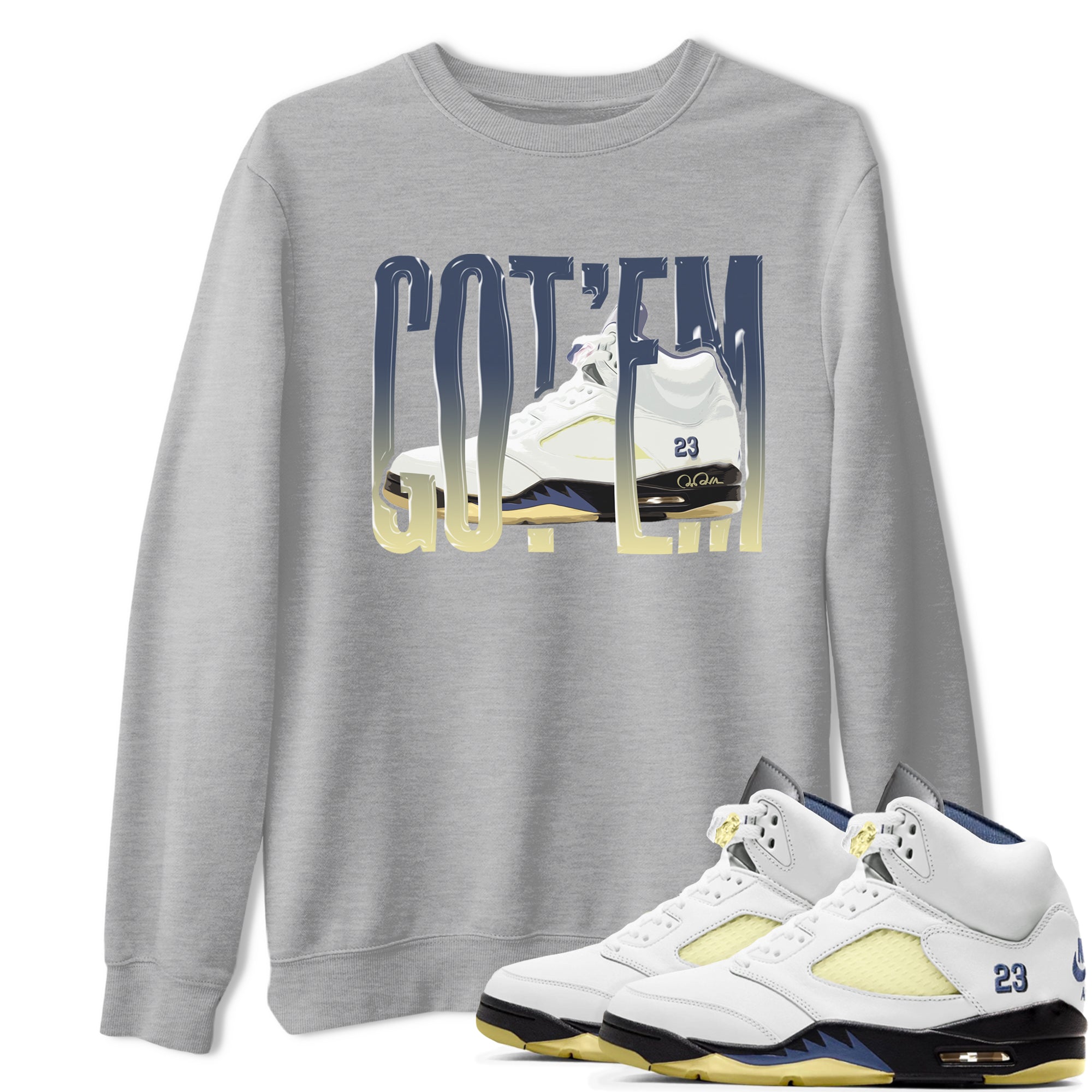 Air Jordan 5 A Ma Maniere x Photon Dust shirt to match jordans Wiggling Gotem sneaker tees Jordan 5 A Ma Maniere "Dawn" Drip Gear Zone Unisex Heather Grey 1 T-Shirt