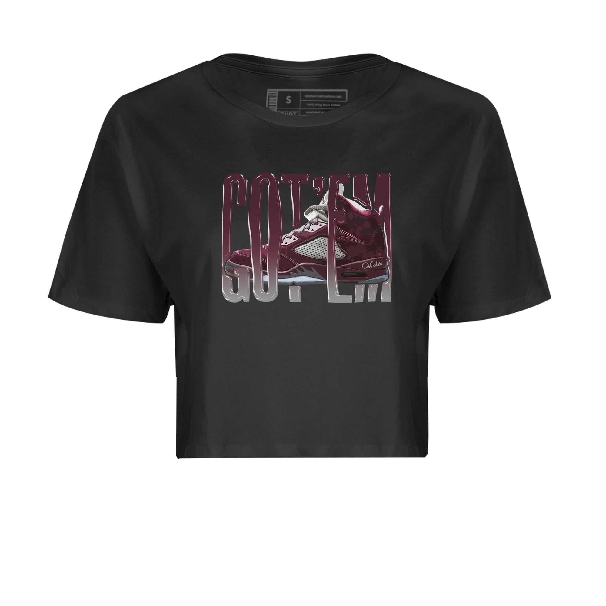Air Jordan 5 Burgundy Sneaker Match Tees Wiggling Gotem Streetwear Sneaker Shirt AJ5 Burgundy Sneaker Release Tees Women's Shirts Black 2