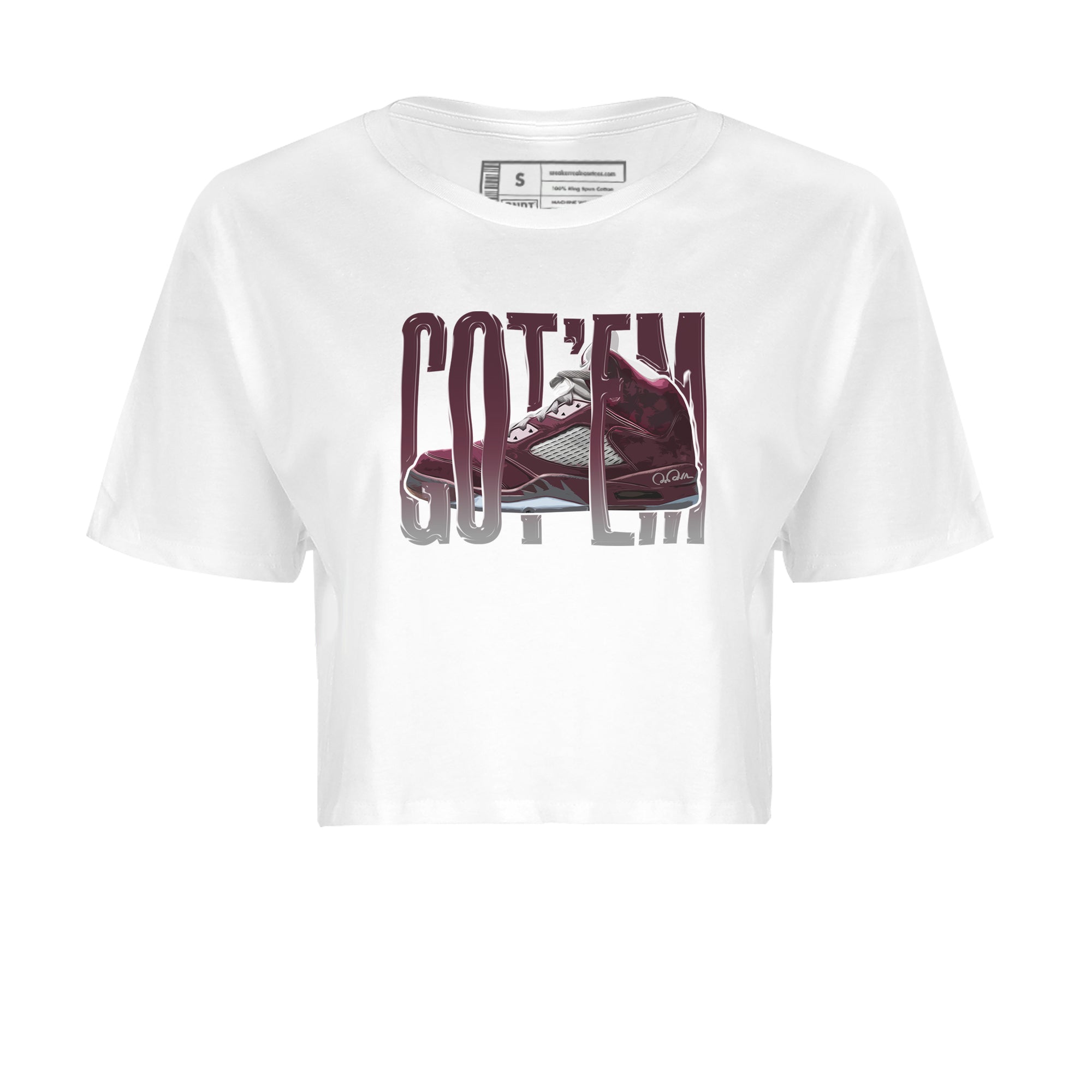 Air Jordan 5 Burgundy Sneaker Match Tees Wiggling Gotem Streetwear Sneaker Shirt AJ5 Burgundy Sneaker Release Tees Women's Shirts White 2
