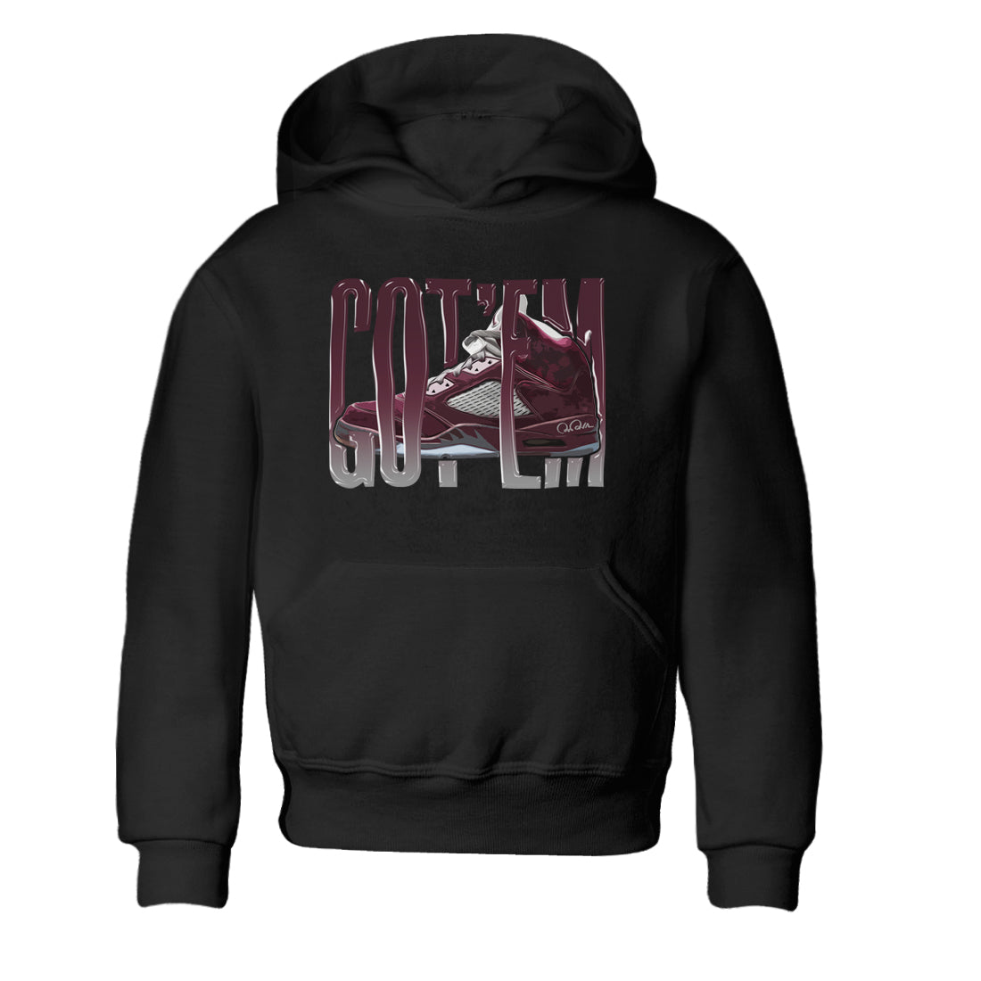 Air Jordan 5 Burgundy Sneaker Match Tees Wiggling Gotem Streetwear Sneaker Shirt AJ5 Burgundy Sneaker Release Tees Kids Shirts Black 2