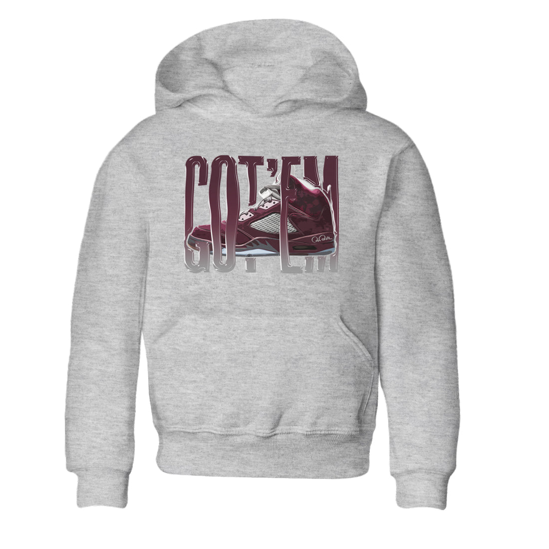 Air Jordan 5 Burgundy Sneaker Match Tees Wiggling Gotem Streetwear Sneaker Shirt AJ5 Burgundy Sneaker Release Tees Kids Shirts Heather Grey 2