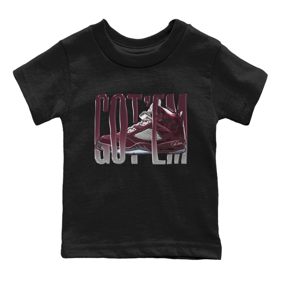 Air Jordan 5 Burgundy Sneaker Match Tees Wiggling Gotem Streetwear Sneaker Shirt AJ5 Burgundy Sneaker Release Tees Kids Shirts Black 2