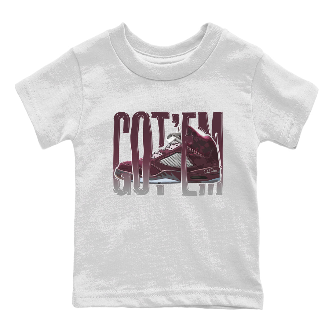 Air Jordan 5 Burgundy Sneaker Match Tees Wiggling Gotem Streetwear Sneaker Shirt AJ5 Burgundy Sneaker Release Tees Kids Shirts White 2