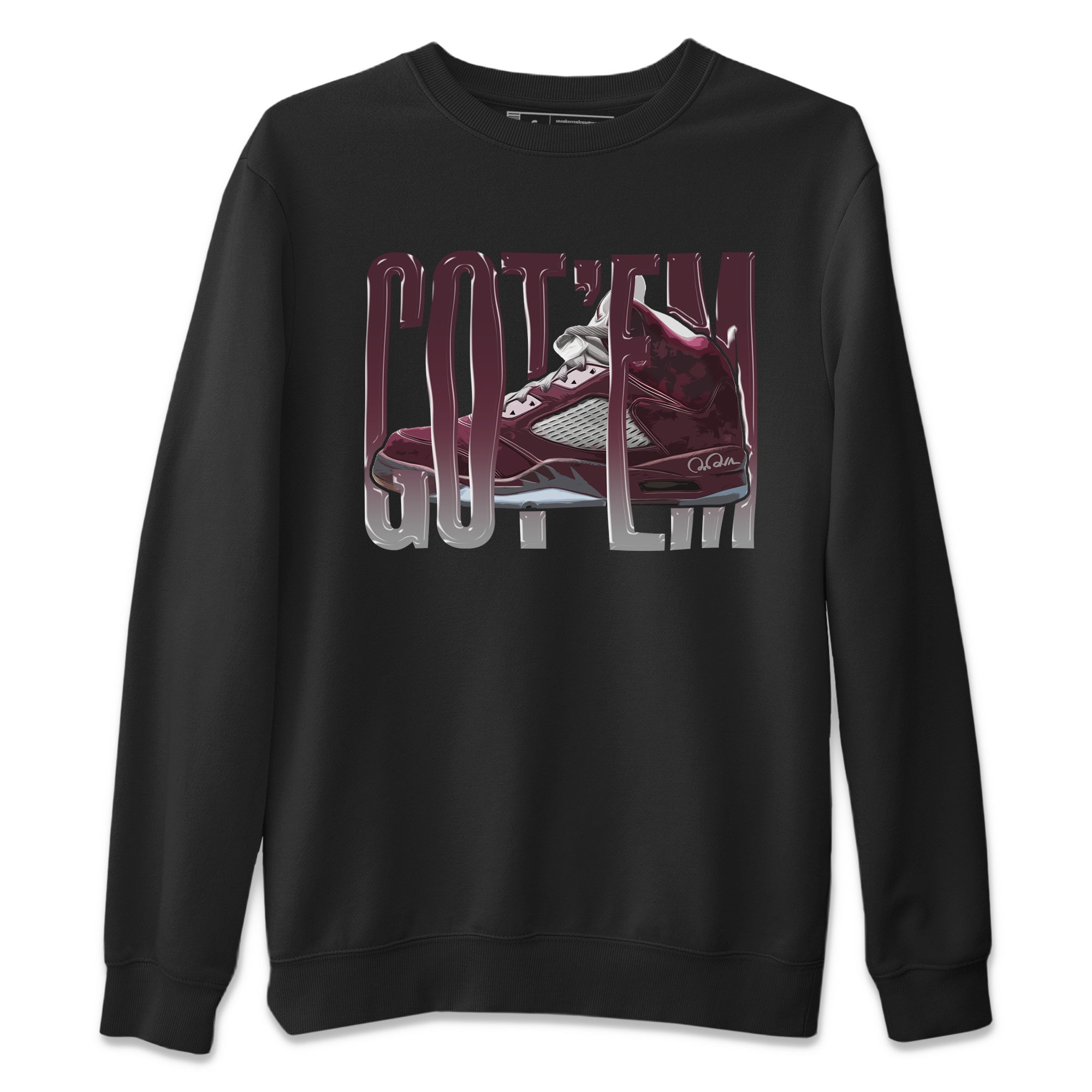 Air Jordan 5 Burgundy Sneaker Match Tees Wiggling Gotem Streetwear Sneaker Shirt AJ5 Burgundy Sneaker Release Tees Unisex Shirts Black 2