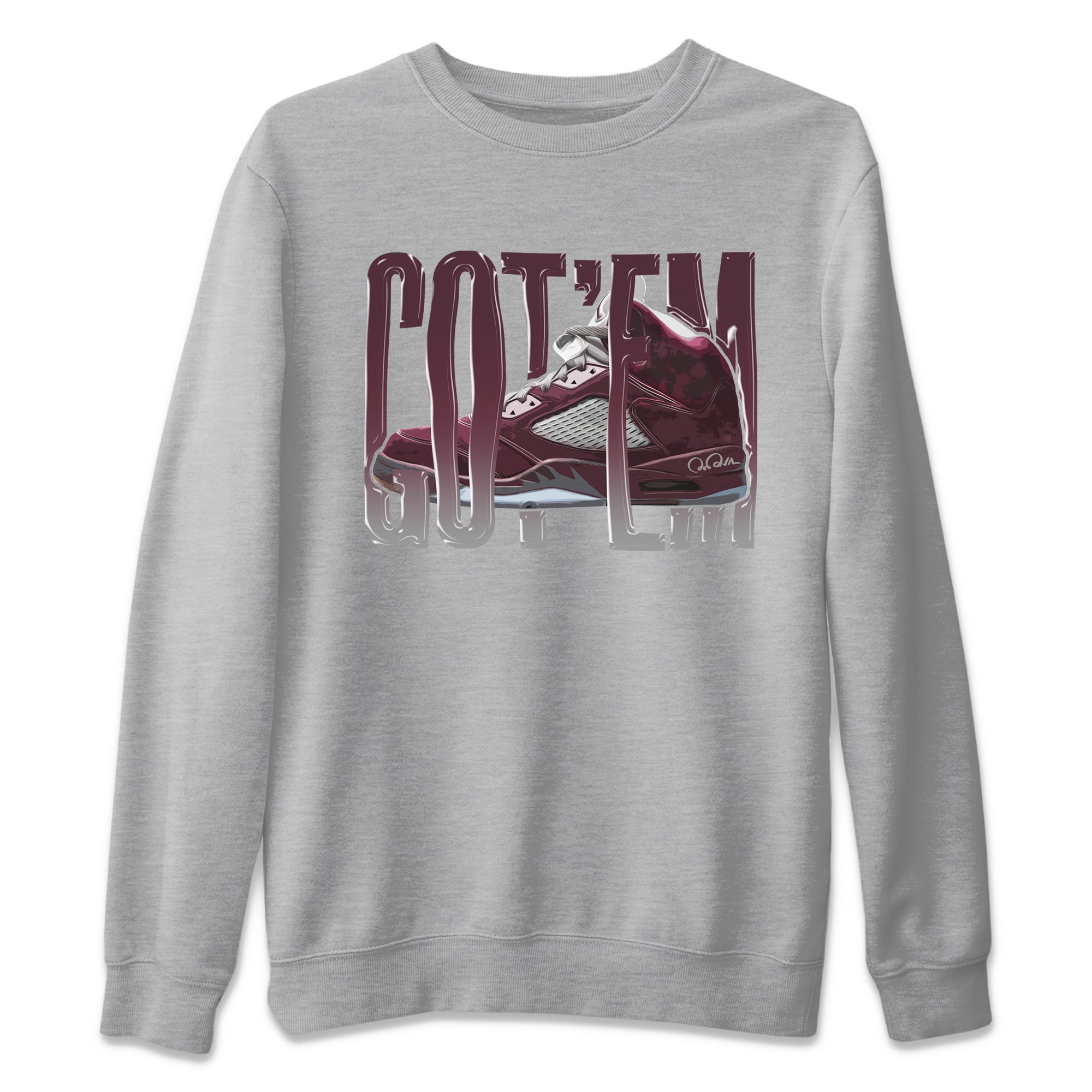 Air Jordan 5 Burgundy Sneaker Match Tees Wiggling Gotem Streetwear Sneaker Shirt AJ5 Burgundy Sneaker Release Tees Unisex Shirts Heather Grey 2