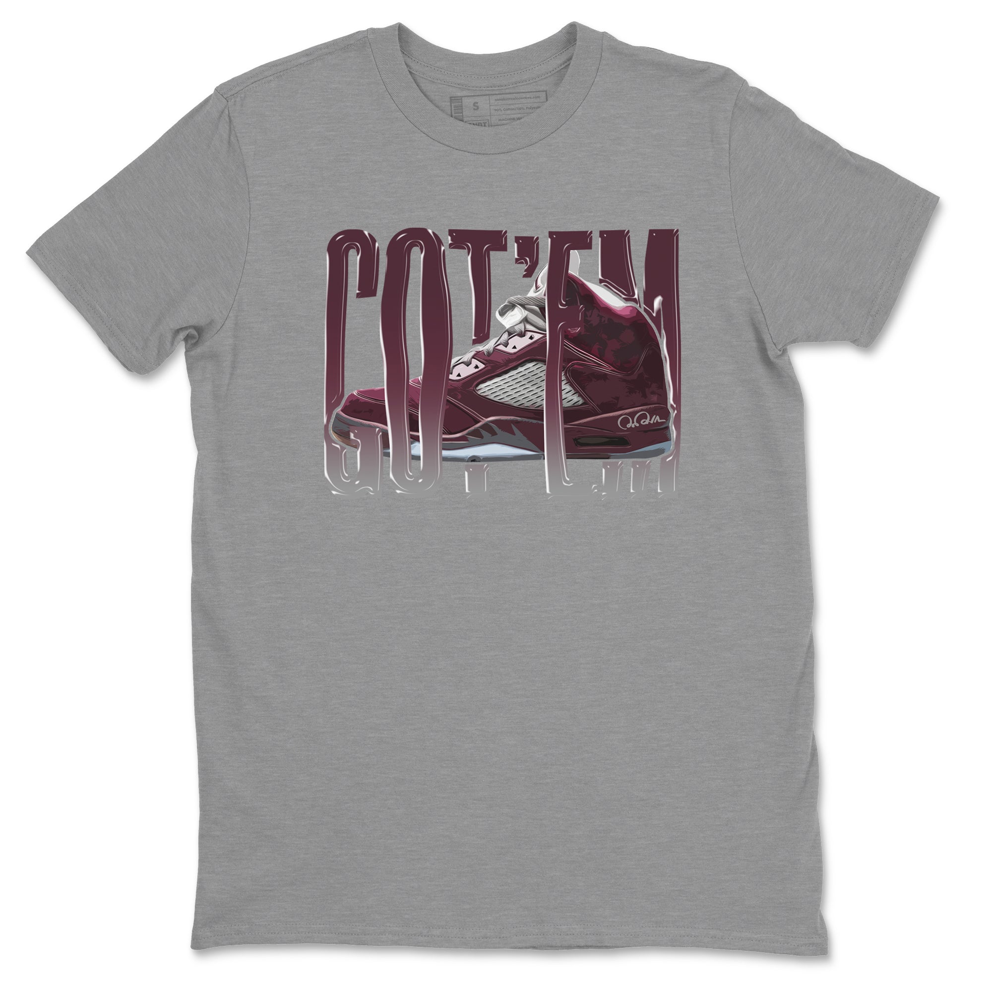 Air Jordan 5 Burgundy Sneaker Match Tees Wiggling Gotem Streetwear Sneaker Shirt AJ5 Burgundy Sneaker Release Tees Unisex Shirts Heather Grey 2