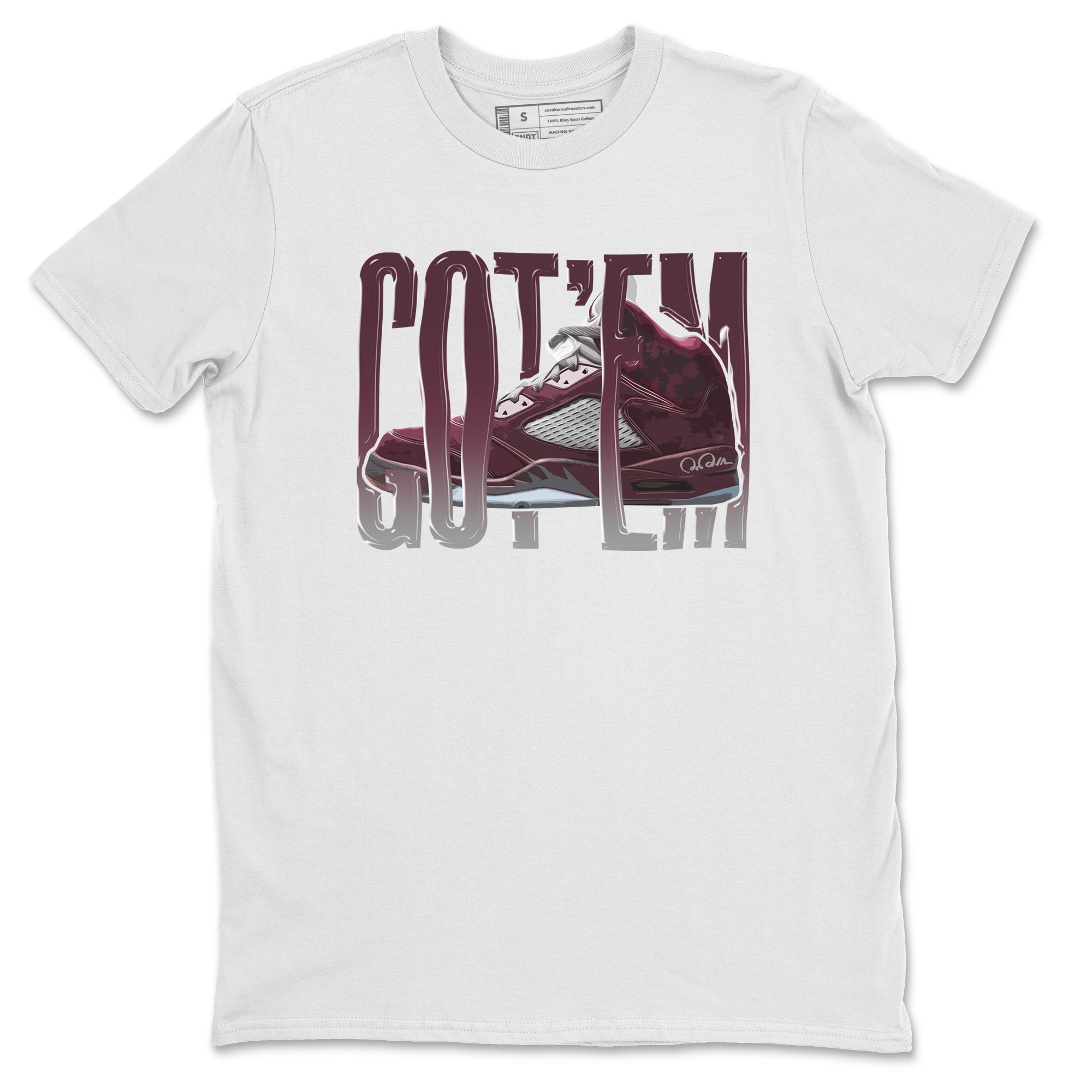 Air Jordan 5 Burgundy Sneaker Match Tees Wiggling Gotem Streetwear Sneaker Shirt AJ5 Burgundy Sneaker Release Tees Unisex Shirts White 2