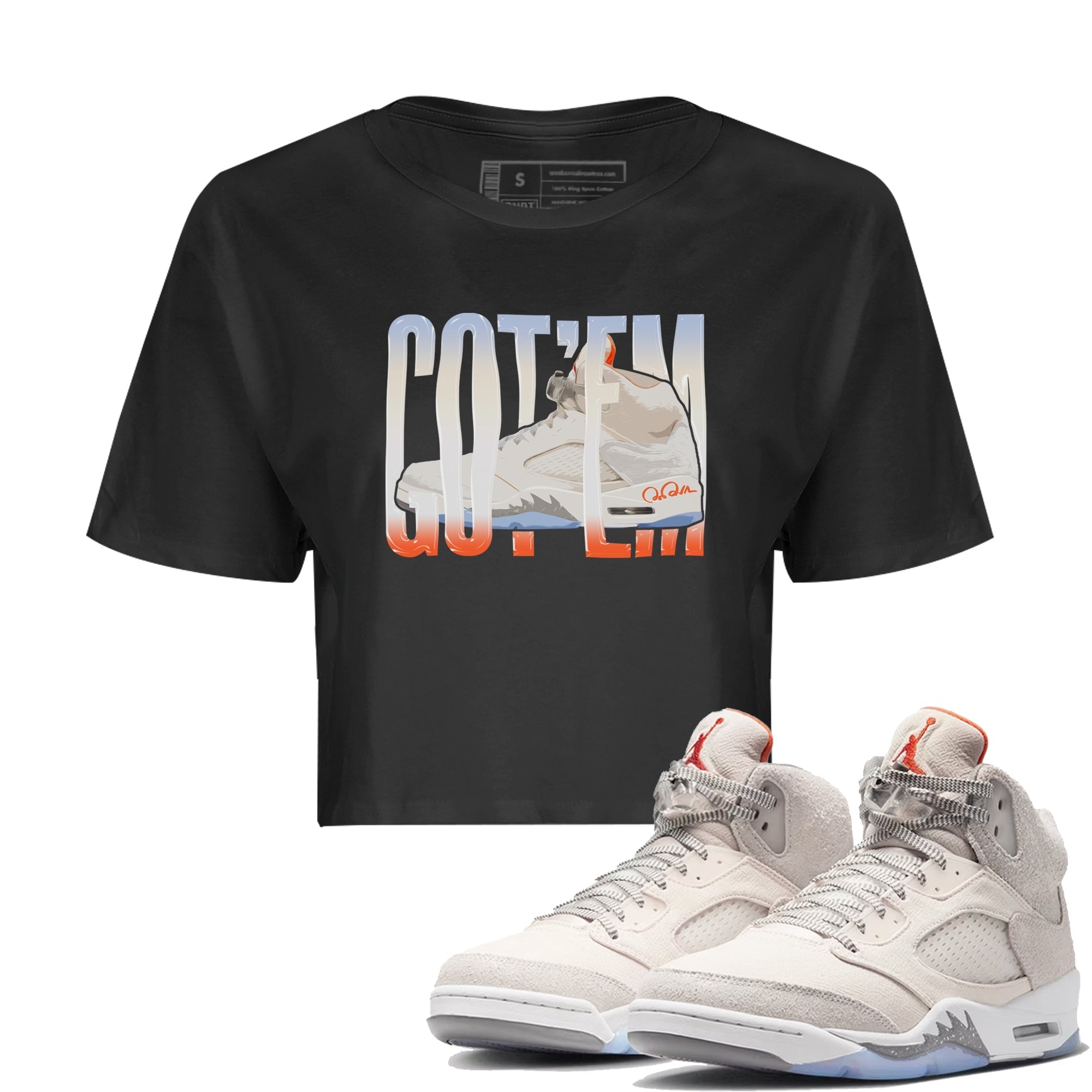 Air Jordan 5 Craft Sneaker Match Tees Wiggling Gotem Streetwear Sneaker Shirt AJ5 SE Craft Sneaker Release Tees Women's Shirts Black 1