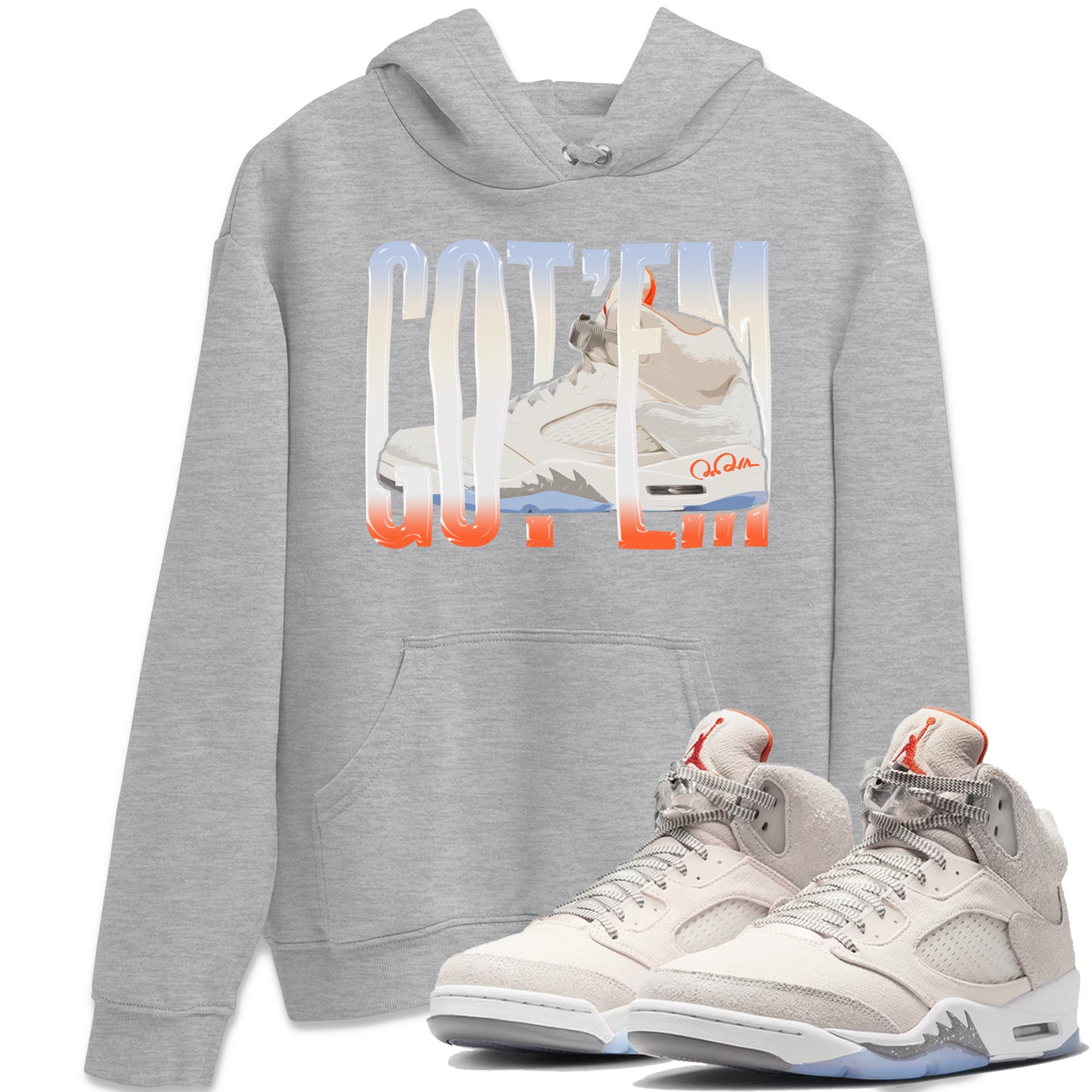 Air Jordan 5 Craft Sneaker Match Tees Wiggling Gotem Streetwear Sneaker Shirt AJ5 SE Craft Sneaker Release Tees Unisex Shirts Heather Grey 1