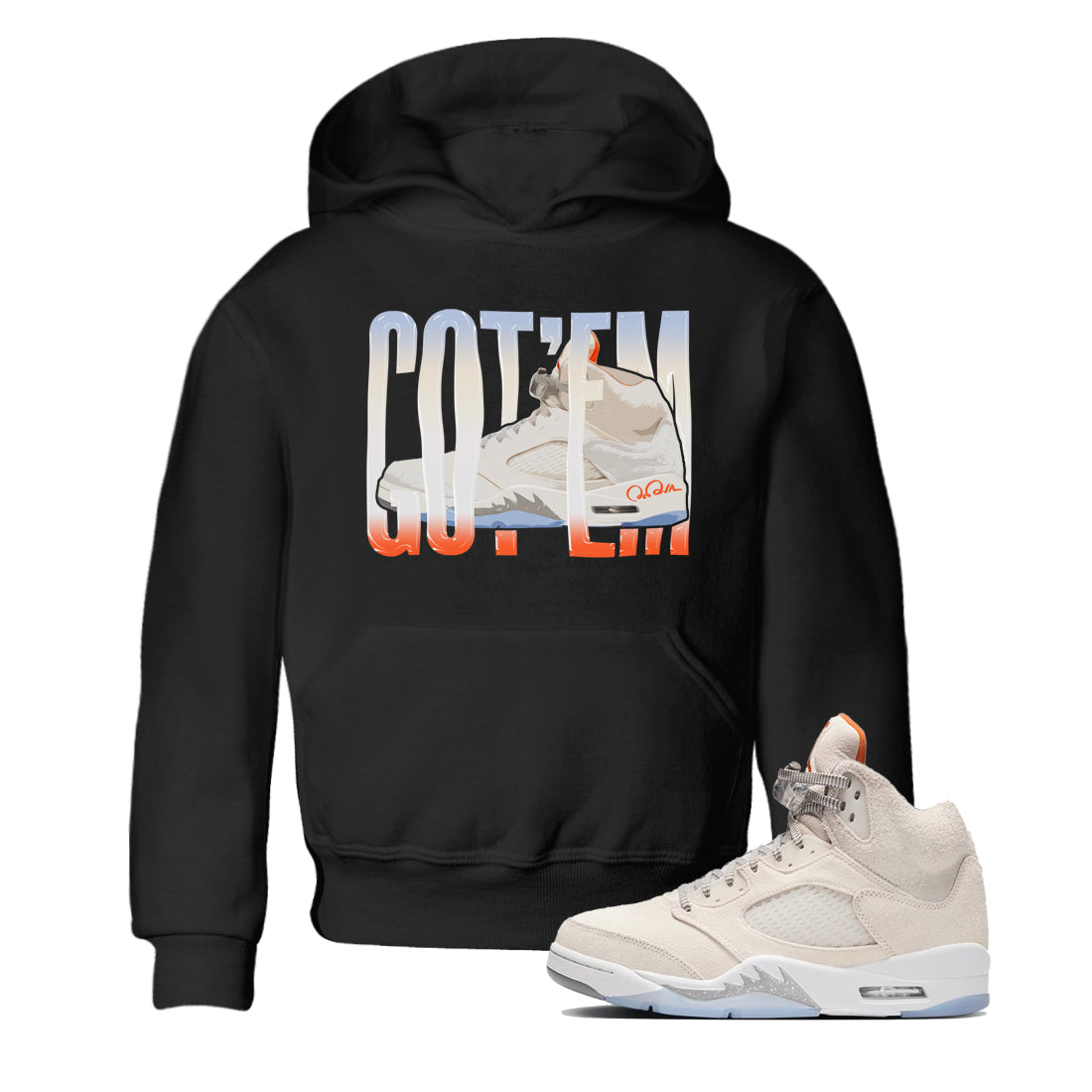 Air Jordan 5 Craft Sneaker Match Tees Wiggling Gotem Streetwear Sneaker Shirt AJ5 SE Craft Sneaker Release Tees Kids Shirts Black 1