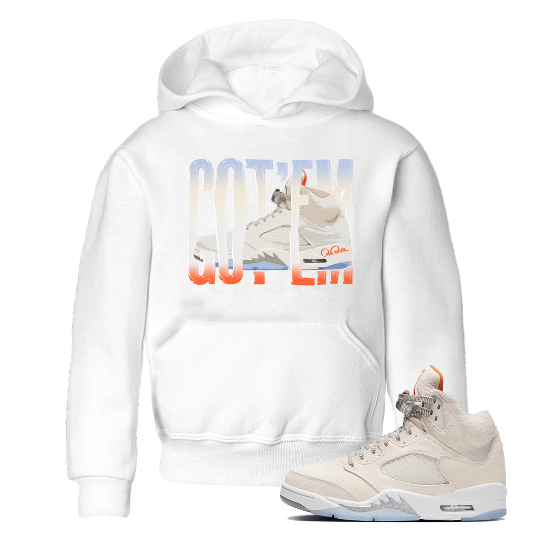 Air Jordan 5 Craft Sneaker Match Tees Wiggling Gotem Streetwear Sneaker Shirt AJ5 SE Craft Sneaker Release Tees Kids Shirts White 1