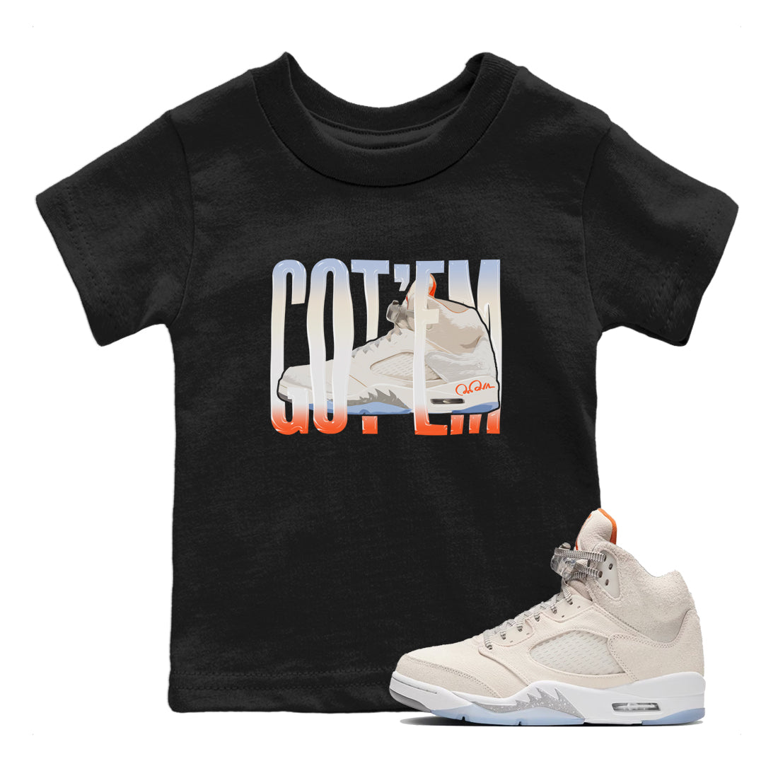 Air Jordan 5 Craft Sneaker Match Tees Wiggling Gotem Streetwear Sneaker Shirt AJ5 SE Craft Sneaker Release Tees Kids Shirts Black 1
