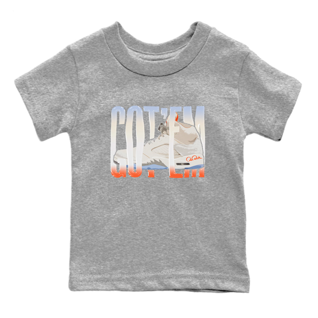 Air Jordan 5 Craft Sneaker Match Tees Wiggling Gotem Streetwear Sneaker Shirt AJ5 SE Craft Sneaker Release Tees Kids Shirts Heather Grey 2