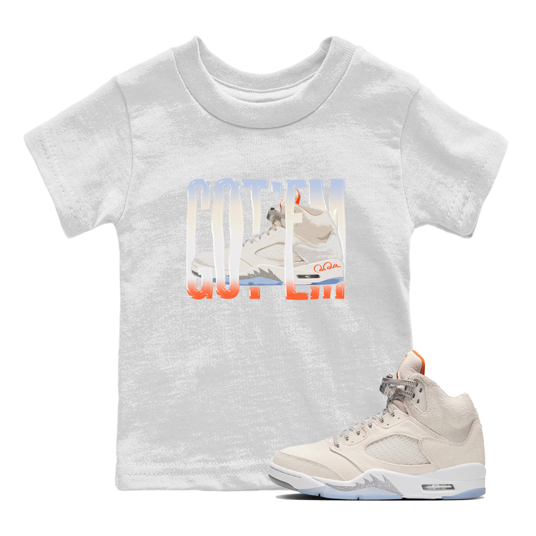 Air Jordan 5 Craft Sneaker Match Tees Wiggling Gotem Streetwear Sneaker Shirt AJ5 SE Craft Sneaker Release Tees Kids Shirts White 1