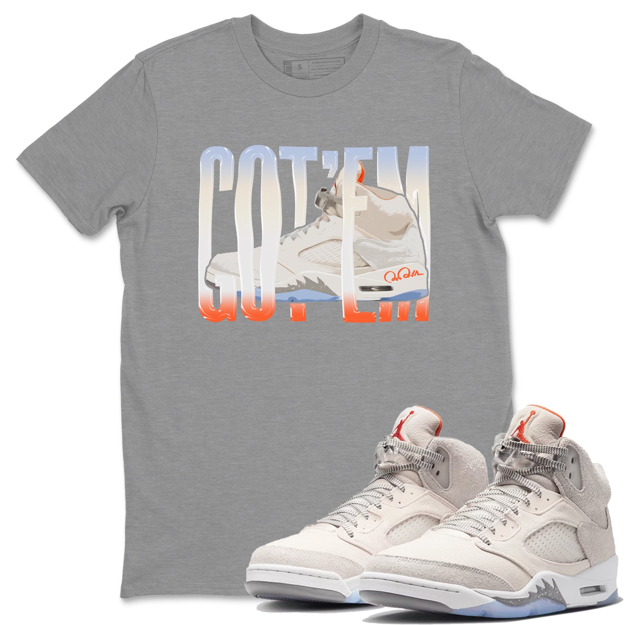 Air Jordan 5 Craft Sneaker Match Tees Wiggling Gotem Streetwear Sneaker Shirt AJ5 SE Craft Sneaker Release Tees Unisex Shirts Heather Grey 1