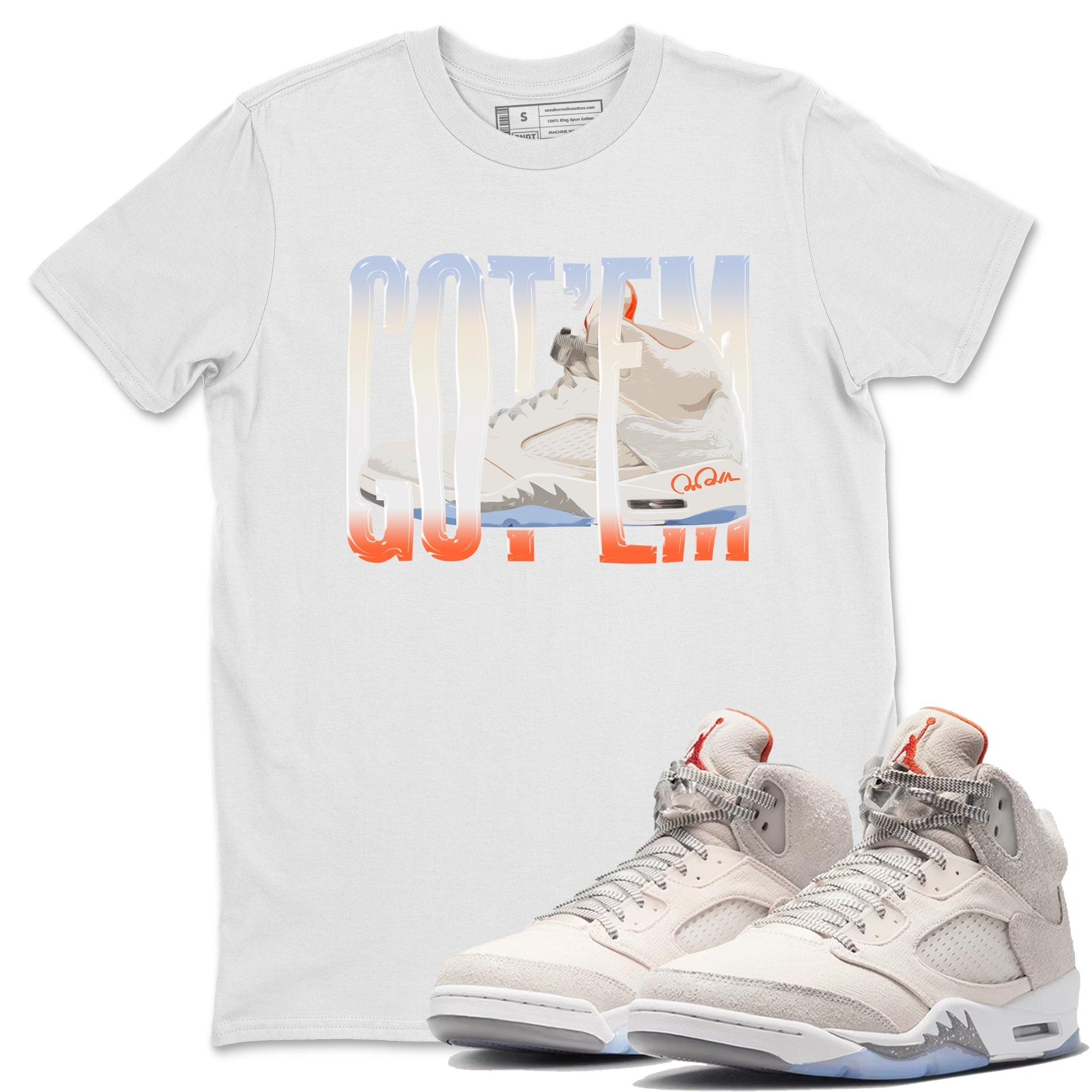 Air Jordan 5 Craft Sneaker Match Tees Wiggling Gotem Streetwear Sneaker Shirt AJ5 SE Craft Sneaker Release Tees Unisex Shirts White 1