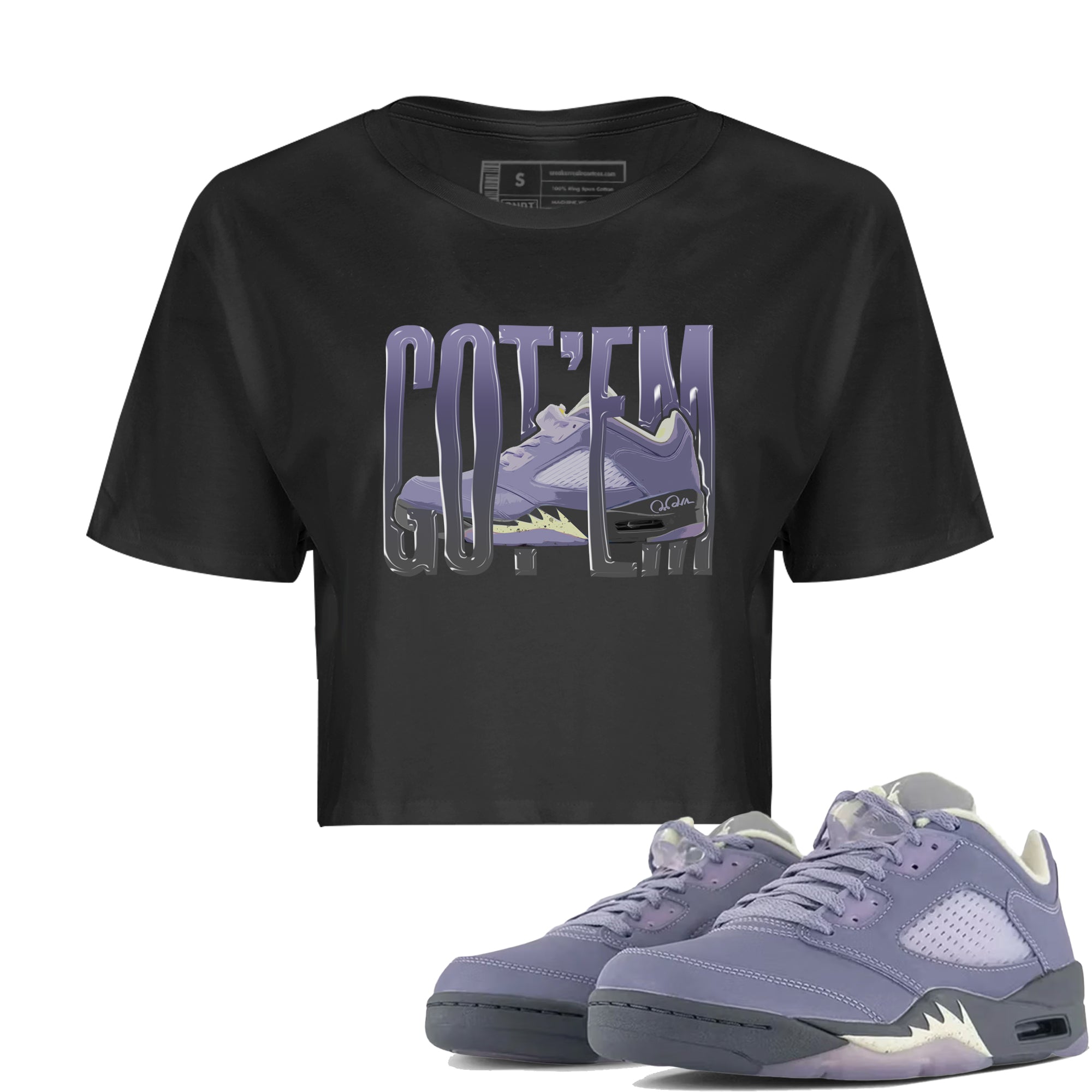 Air Jordan 5 Indigo Haze Sneaker Match Tees Wiggling Gotem Streetwear Sneaker Shirt AJ5 Indigo Haze Sneaker Release Tees Women's Shirts Black 1