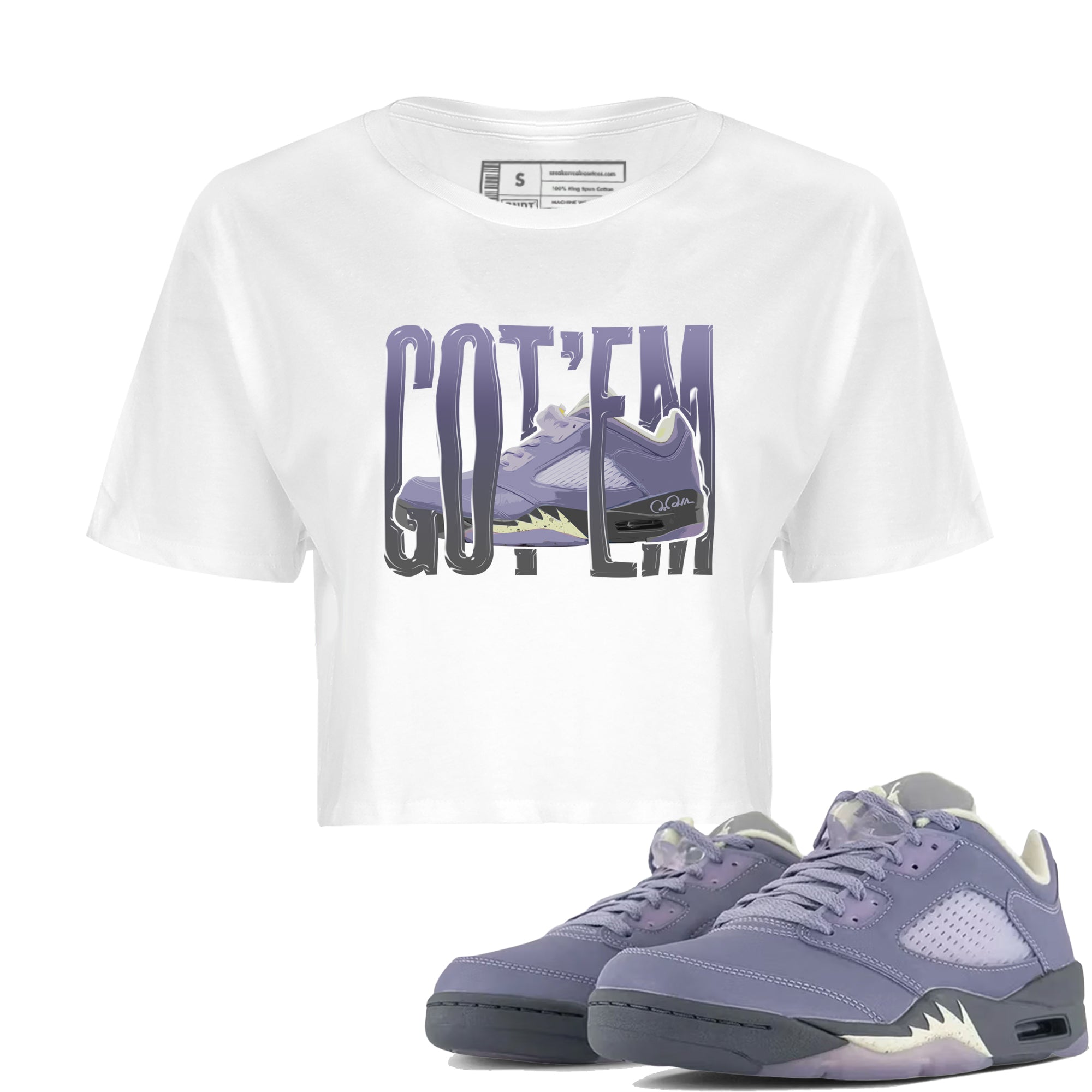 Air Jordan 5 Indigo Haze Sneaker Match Tees Wiggling Gotem Streetwear Sneaker Shirt AJ5 Indigo Haze Sneaker Release Tees Women's Shirts White 1