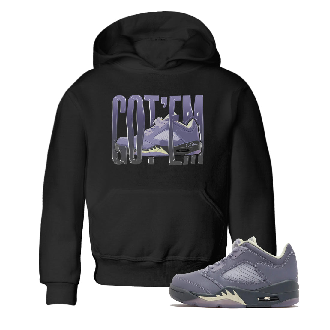 Air Jordan 5 Indigo Haze Sneaker Match Tees Wiggling Gotem Streetwear Sneaker Shirt AJ5 Indigo Haze Sneaker Release Tees Kids Shirts Black 1