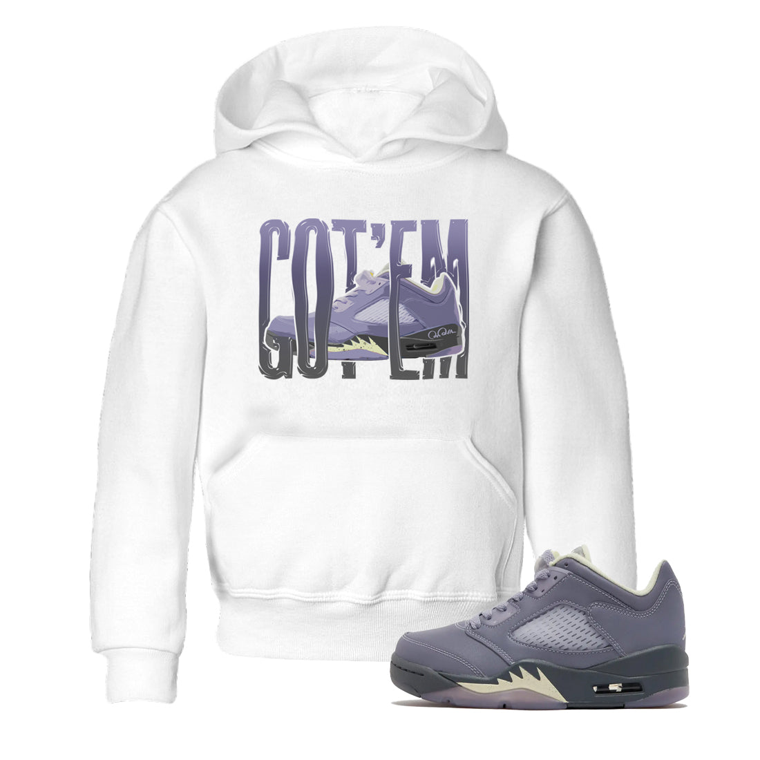 Air Jordan 5 Indigo Haze Sneaker Match Tees Wiggling Gotem Streetwear Sneaker Shirt AJ5 Indigo Haze Sneaker Release Tees Kids Shirts White 1