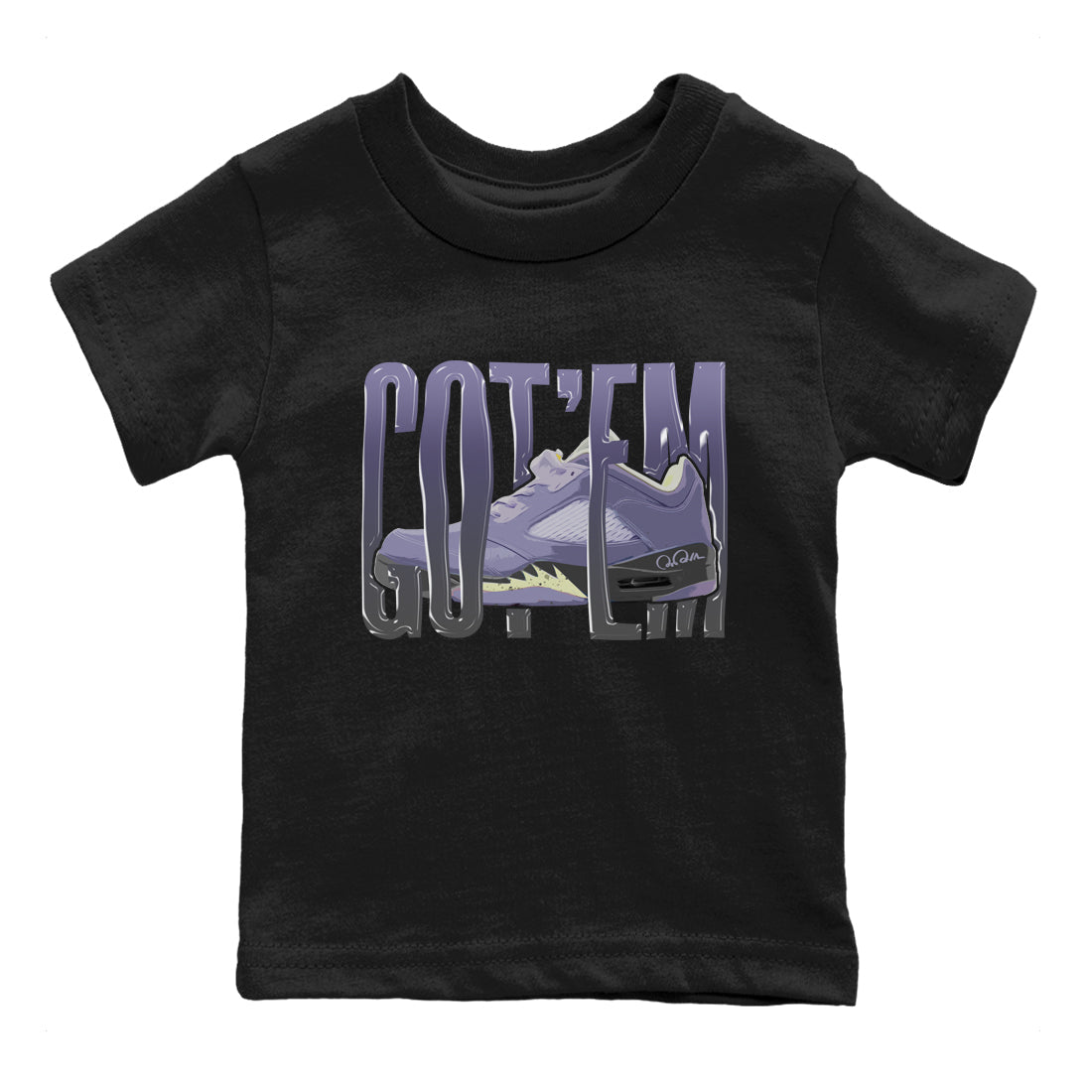 Air Jordan 5 Indigo Haze Sneaker Match Tees Wiggling Gotem Streetwear Sneaker Shirt AJ5 Indigo Haze Sneaker Release Tees Kids Shirts Black 2