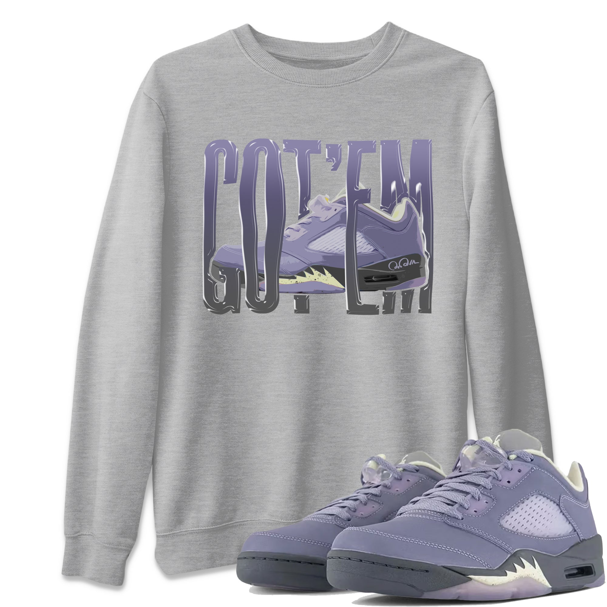 Air Jordan 5 Indigo Haze Sneaker Match Tees Wiggling Gotem Streetwear Sneaker Shirt AJ5 Indigo Haze Sneaker Release Tees Unisex Shirts Heather Grey 1