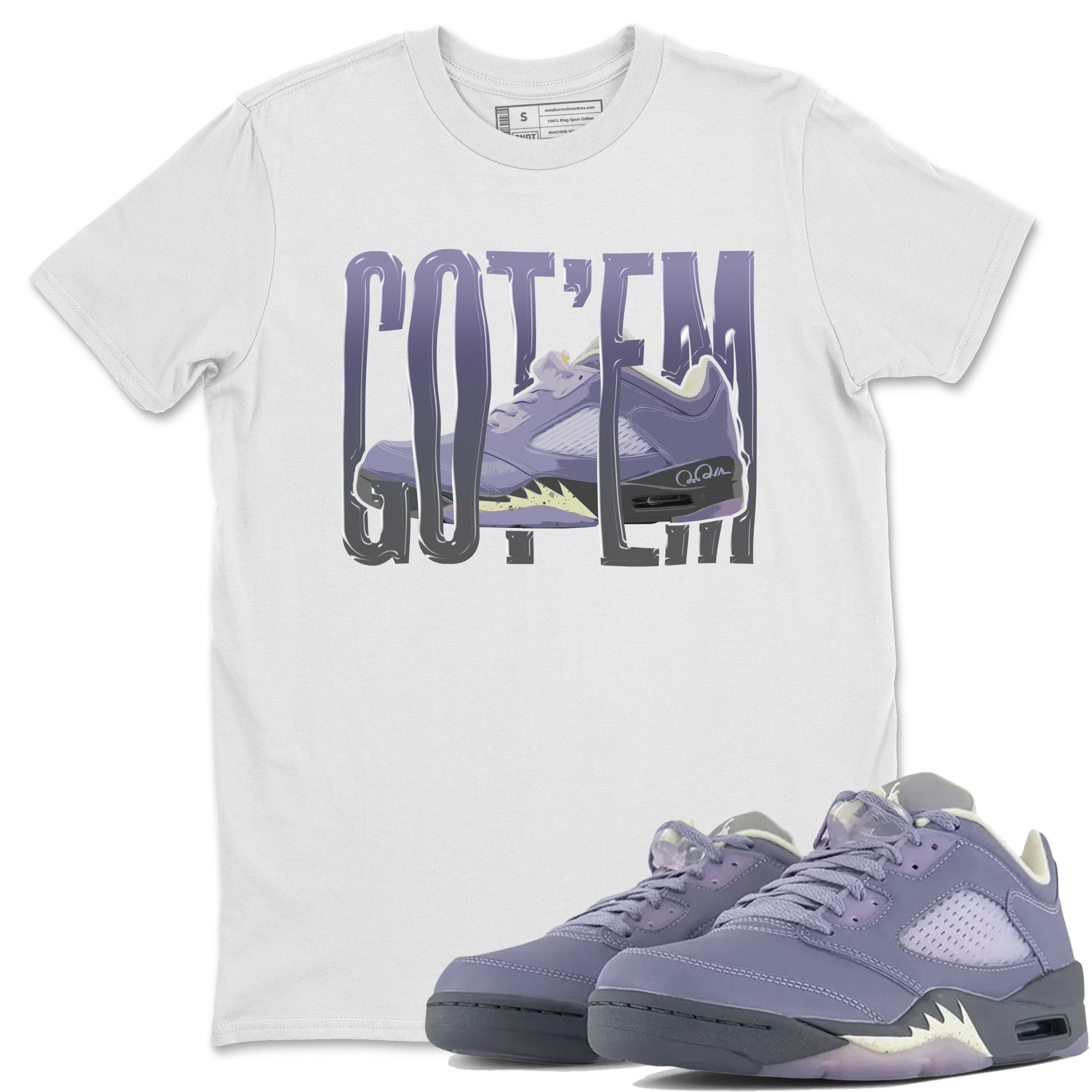 Air Jordan 5 Indigo Haze Sneaker Match Tees Wiggling Gotem Streetwear Sneaker Shirt AJ5 Indigo Haze Sneaker Release Tees Unisex Shirts White 1
