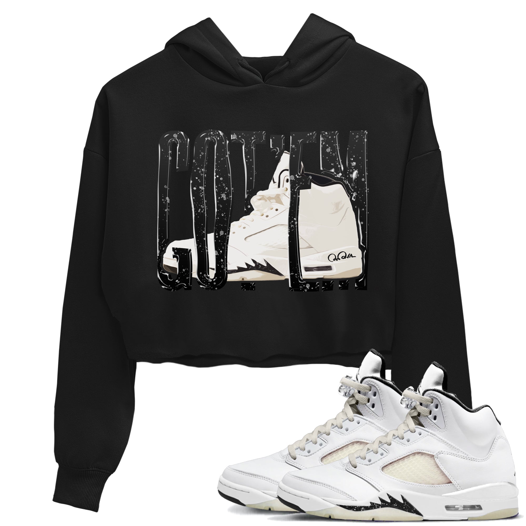 5s Sail shirt to match jordans Wiggling Gotem sneaker tees Air Jordan 5 Sail Drip Gear Zone Black 1 crop length shirt