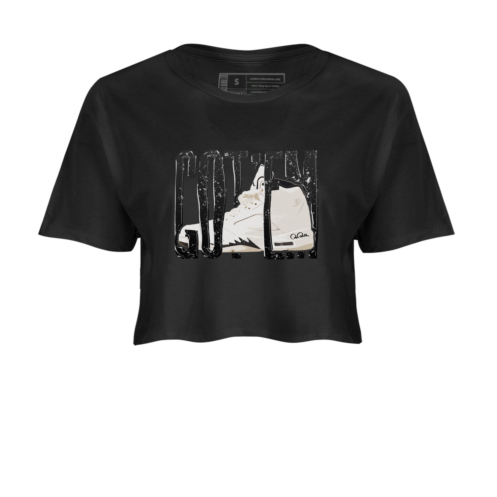 5s Sail shirt to match jordans Wiggling Gotem sneaker tees Air Jordan 5 Sail Drip Gear Zone Black 2 crop length shirt