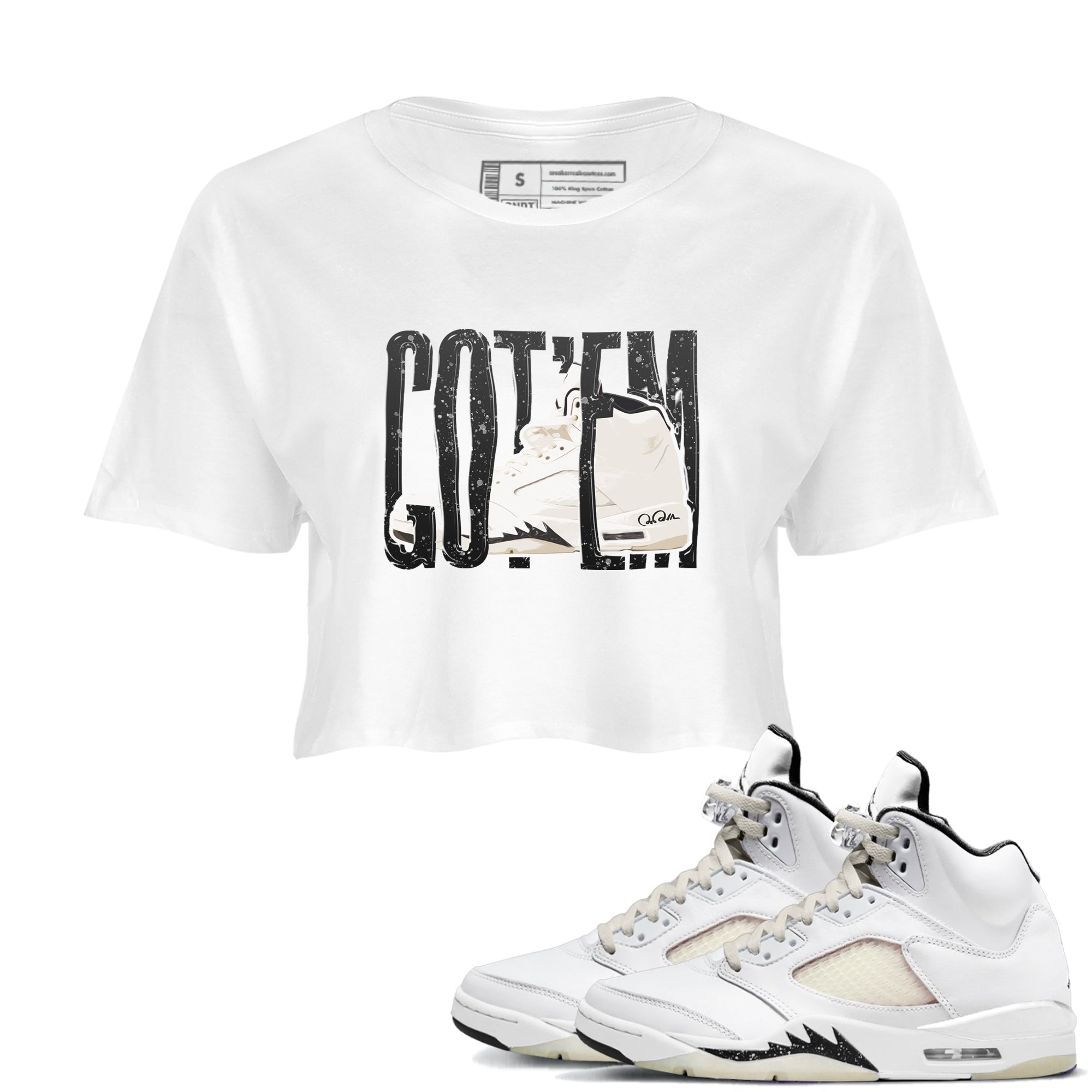 5s Sail shirt to match jordans Wiggling Gotem sneaker tees Air Jordan 5 Sail Drip Gear Zone White 1 crop length shirt
