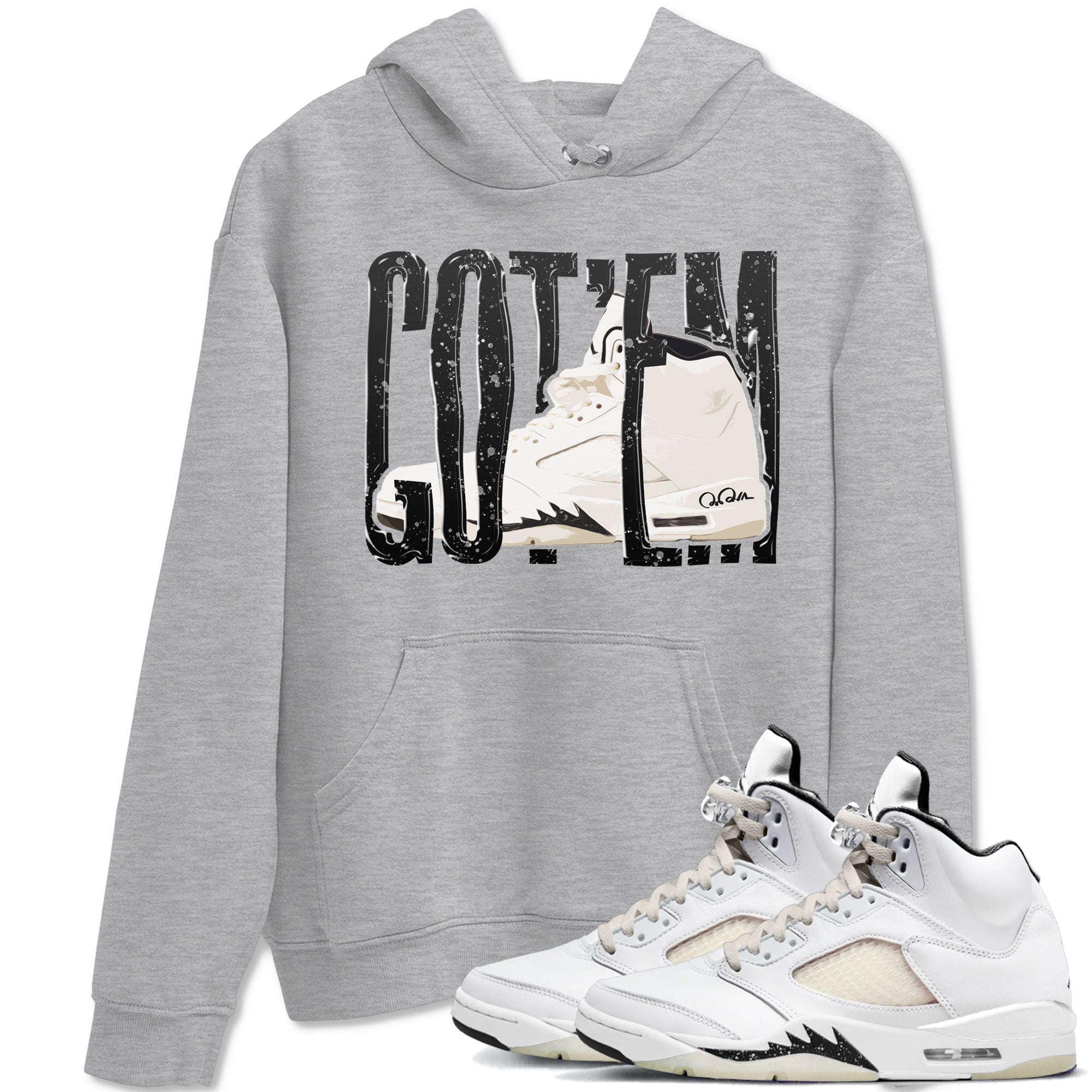 5s Sail shirt to match jordans Wiggling Gotem sneaker tees Air Jordan 5 Sail Drip Gear Zone unisex cotton Heather Grey 1 crew neck shirt