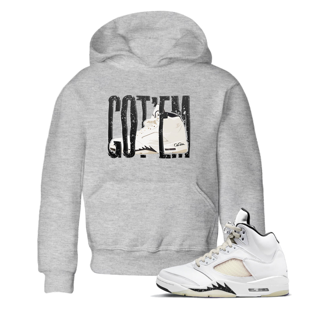 5s Sail shirt to match jordans Wiggling Gotem sneaker tees Air Jordan 5 Sail Drip Gear Zone baby toddler Heather Grey 1 cotton Shirt