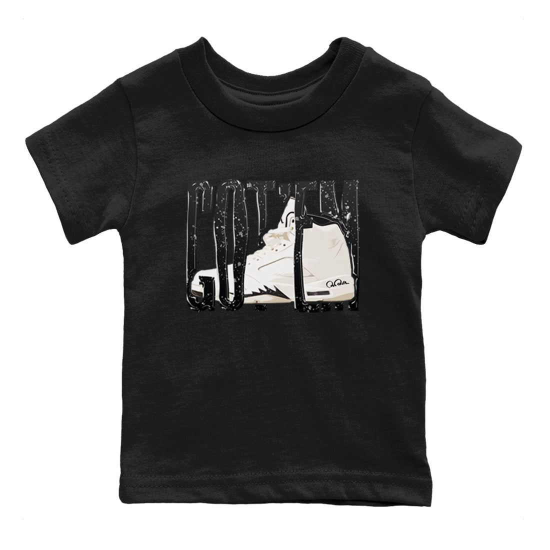 5s Sail shirt to match jordans Wiggling Gotem sneaker tees Air Jordan 5 Sail Drip Gear Zone baby toddler Black 2 cotton Shirt