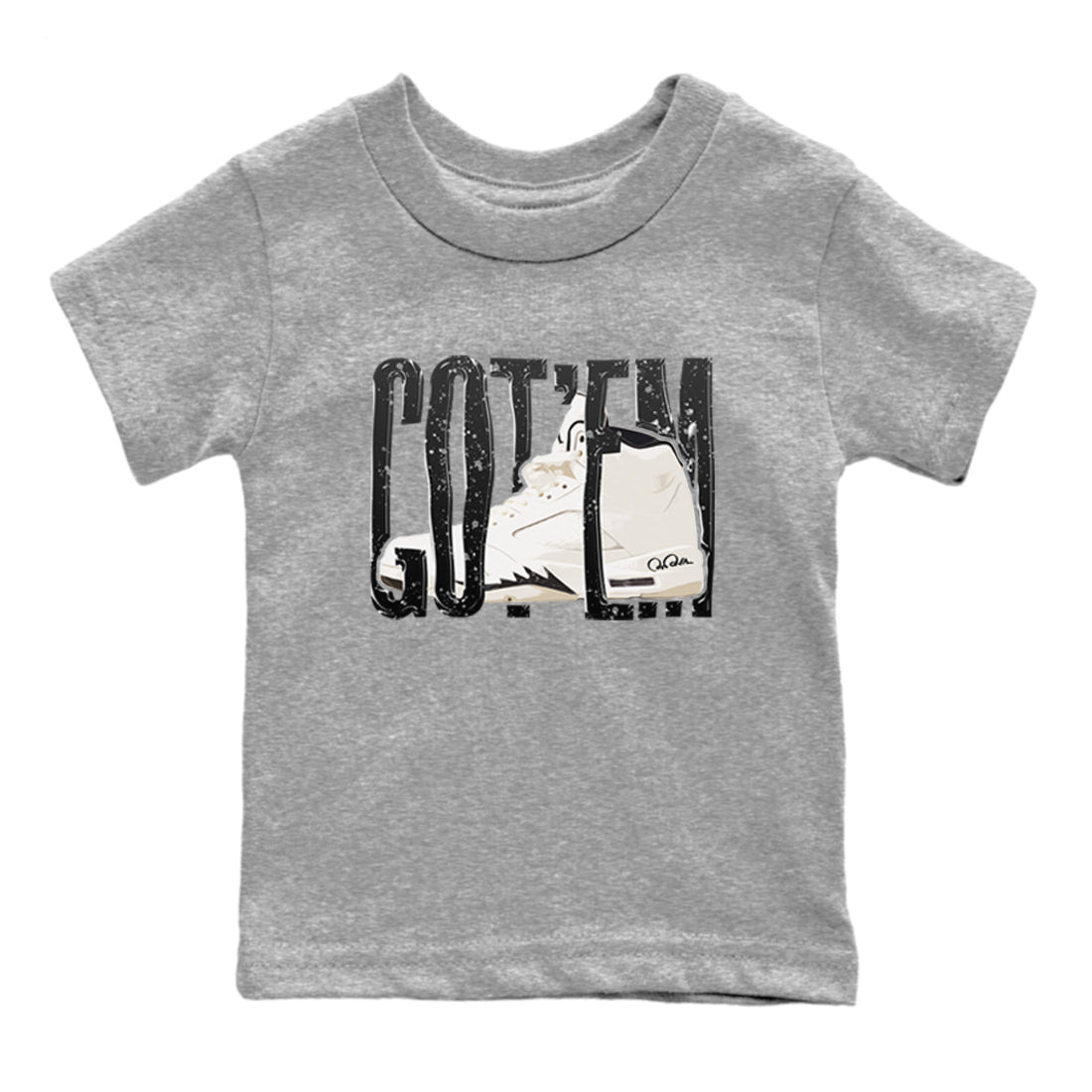 5s Sail shirt to match jordans Wiggling Gotem sneaker tees Air Jordan 5 Sail Drip Gear Zone baby toddler Heather Grey 2 cotton Shirt