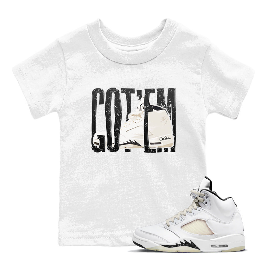 5s Sail shirt to match jordans Wiggling Gotem sneaker tees Air Jordan 5 Sail Drip Gear Zone baby toddler White 1 cotton Shirt