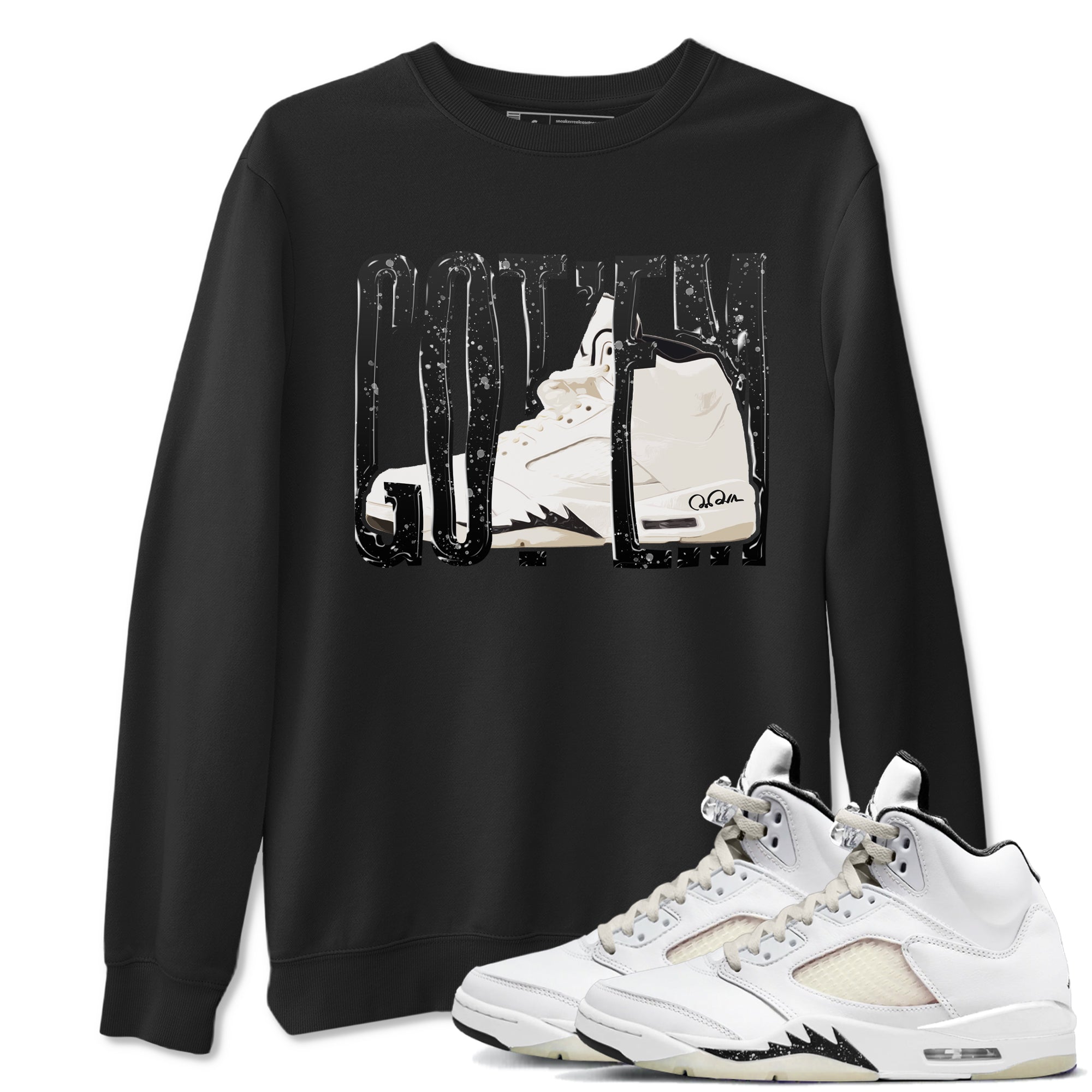 5s Sail shirt to match jordans Wiggling Gotem sneaker tees Air Jordan 5 Sail Drip Gear Zone unisex cotton Black 1 crew neck shirt