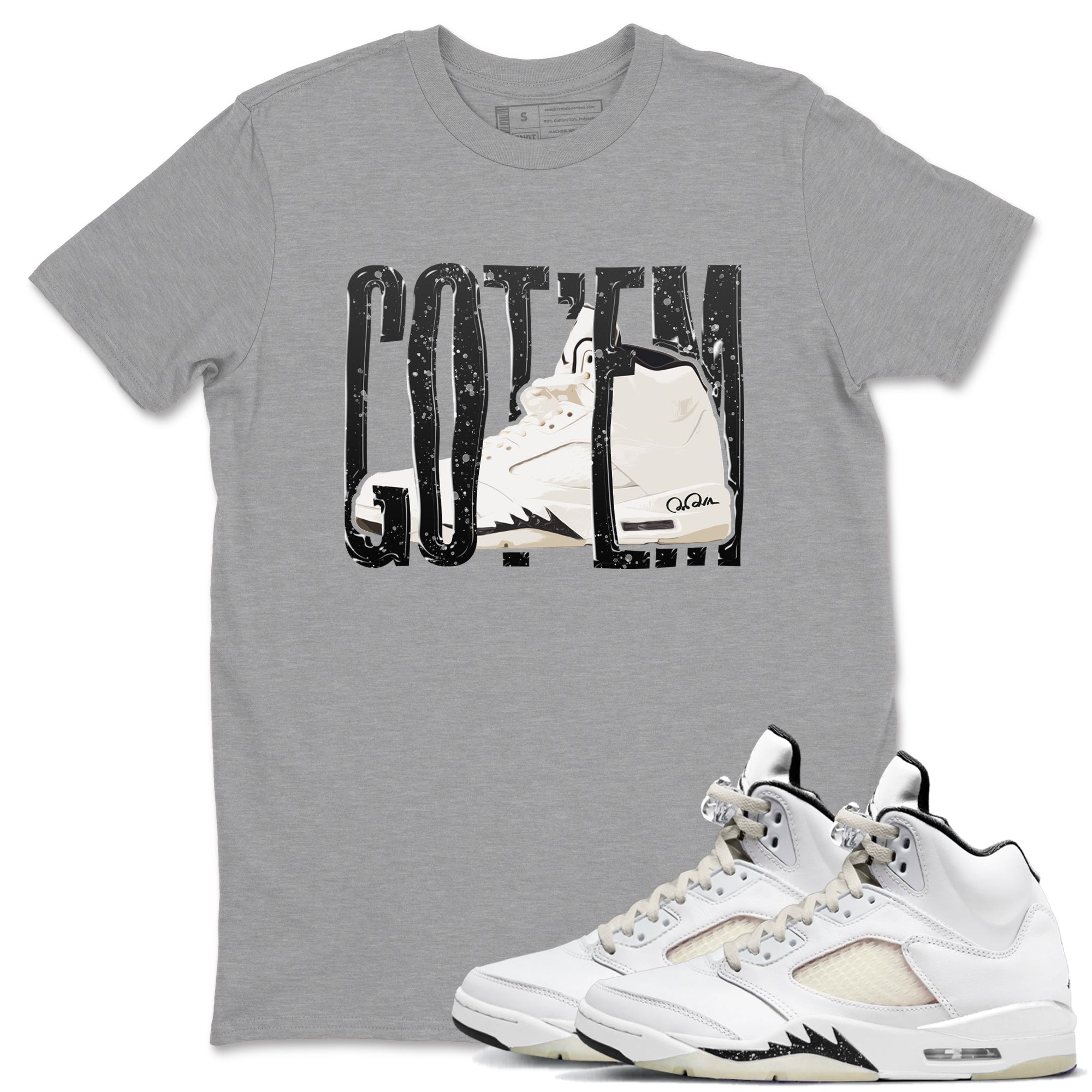 5s Sail shirt to match jordans Wiggling Gotem sneaker tees Air Jordan 5 Sail Drip Gear Zone unisex cotton Heather Grey 1 crew neck shirt