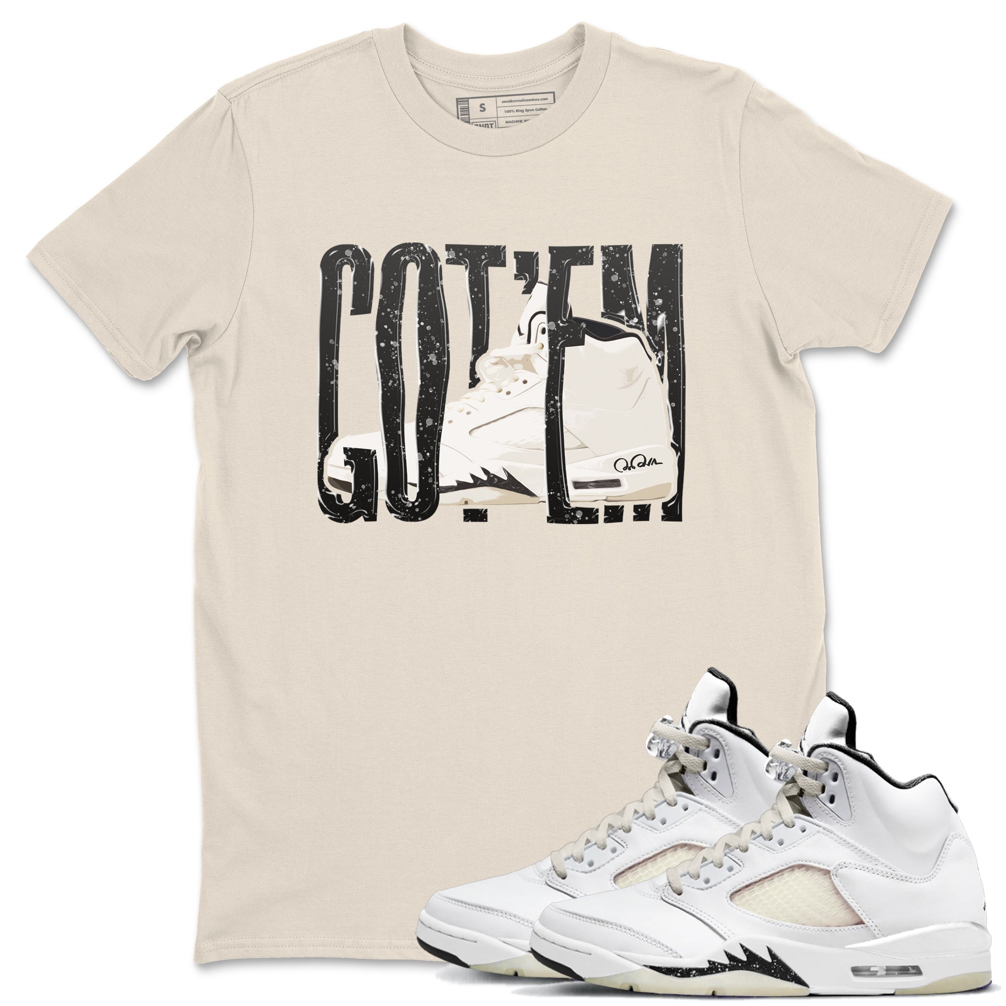 5s Sail shirt to match jordans Wiggling Gotem sneaker tees Air Jordan 5 Sail Drip Gear Zone unisex cotton Natural 1 crew neck shirt