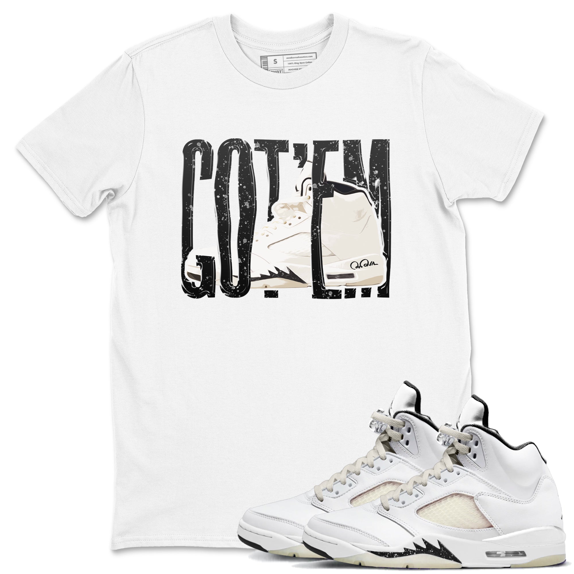 5s Sail shirt to match jordans Wiggling Gotem sneaker tees Air Jordan 5 Sail Drip Gear Zone unisex cotton White 1 crew neck shirt