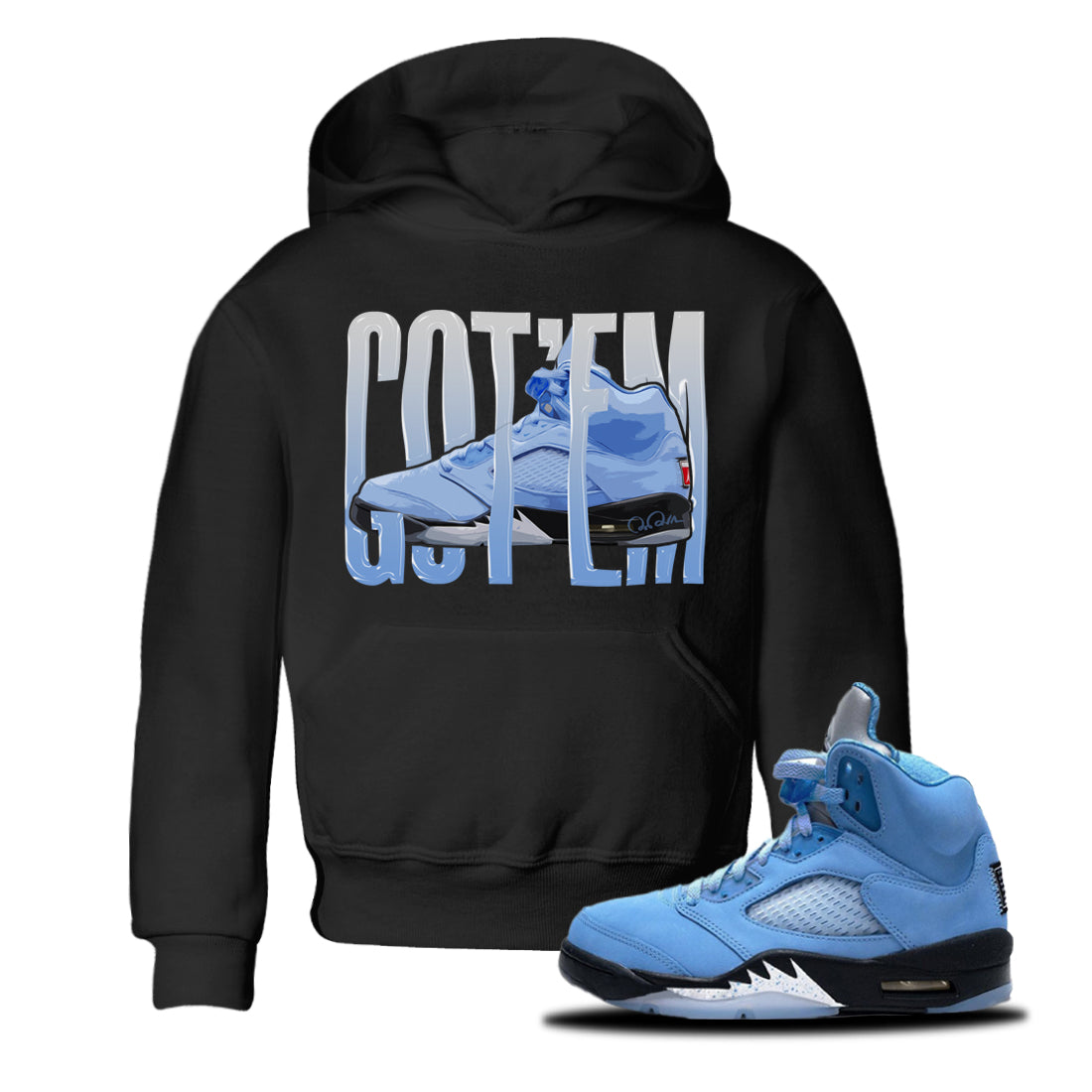 Air Jordan 5 UNC Wiggling Gotem Baby and Kids Sneaker Tees AJ5 UNC Kids Sneaker Tees Washing and Care Tip