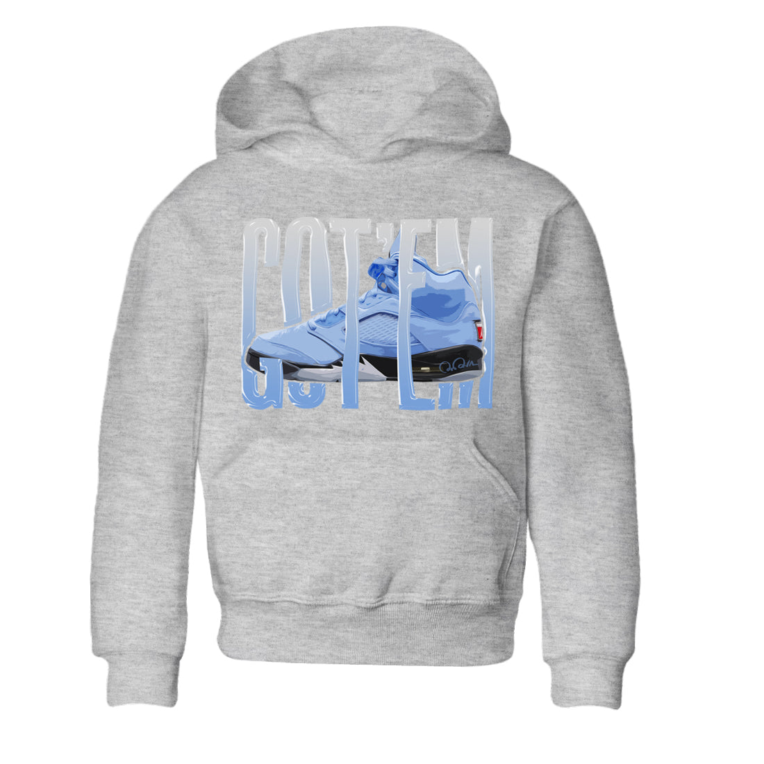 Air Jordan 5 UNC Shirt To Match Jordans Wiggling Gotem Sneaker Tees AJ5 UNC Drip Gear Zone Sneaker Matching Clothing Kids Shirts Heather Grey 2