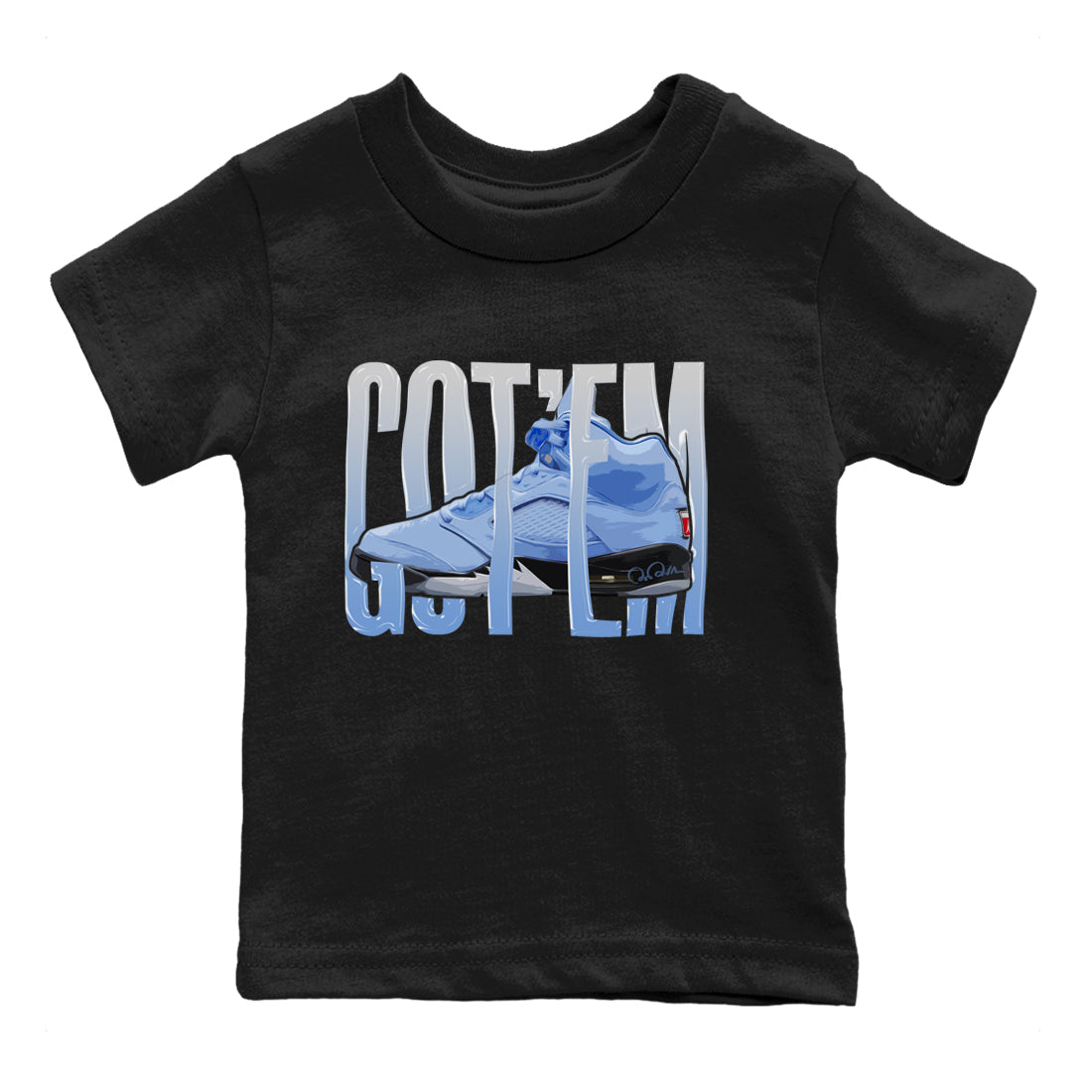 Air Jordan 5 UNC Shirt To Match Jordans Wiggling Gotem Sneaker Tees AJ5 UNC Drip Gear Zone Sneaker Matching Clothing Kids Shirts Black 2