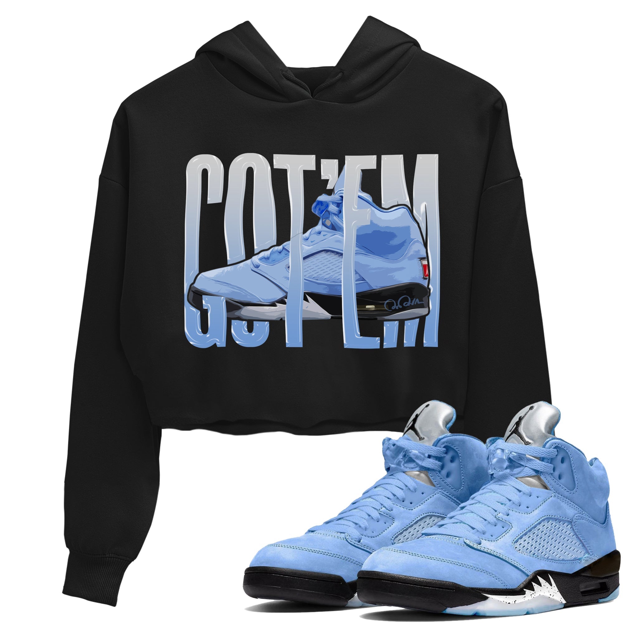 Air Jordan 5 UNC Shirt To Match Jordans Wiggling Gotem Sneaker Tees AJ5 UNC Drip Gear Zone Sneaker Matching Clothing Women's Shirts Black 1