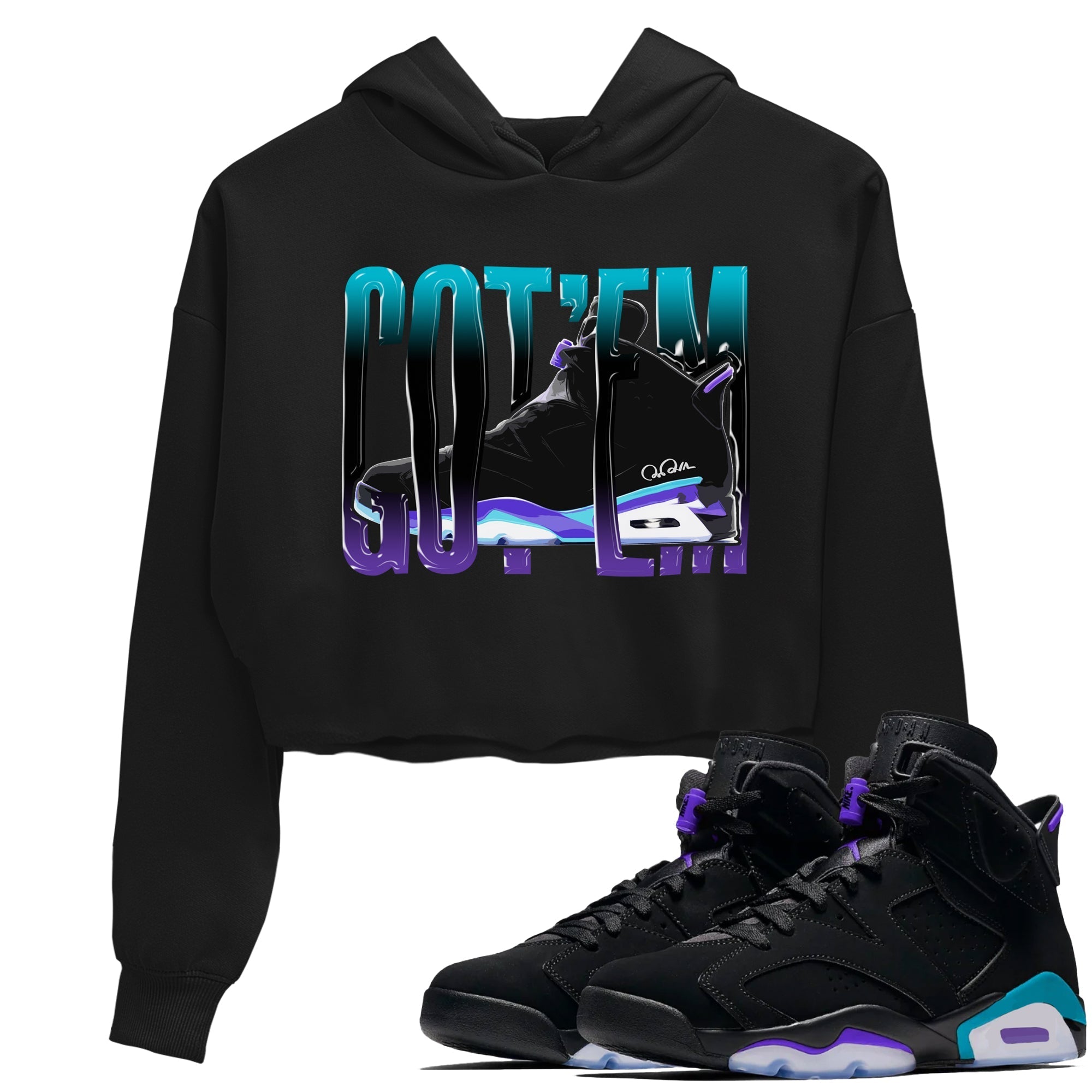 Air Jordan 6 Aqua Sneaker Match Tees Wiggling Gotem Streetwear Sneaker Shirt AJ6 Aqua Sneaker Release Tees Women's Shirts Black 1