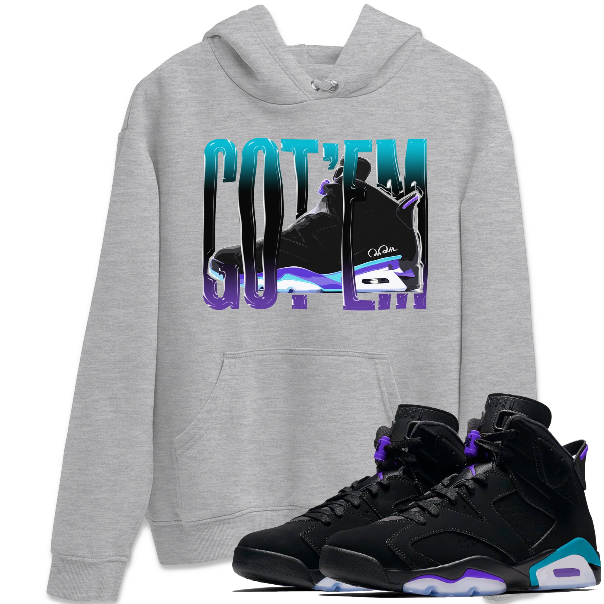 Air Jordan 6 Aqua Sneaker Match Tees Wiggling Gotem Streetwear Sneaker Shirt AJ6 Aqua Sneaker Release Tees Unisex Shirts Heather Grey 1