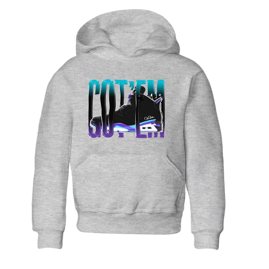 Air Jordan 6 Aqua Sneaker Match Tees Wiggling Gotem Streetwear Sneaker Shirt AJ6 Aqua Sneaker Release Tees Kids Shirts Heather Grey 2