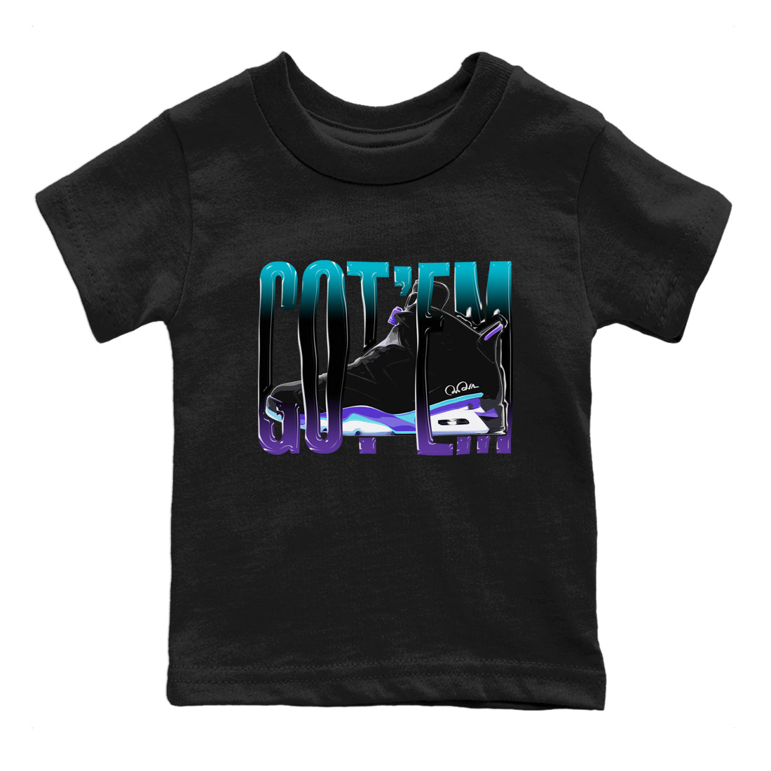 Air Jordan 6 Aqua Sneaker Match Tees Wiggling Gotem Streetwear Sneaker Shirt AJ6 Aqua Sneaker Release Tees Kids Shirts Black 2