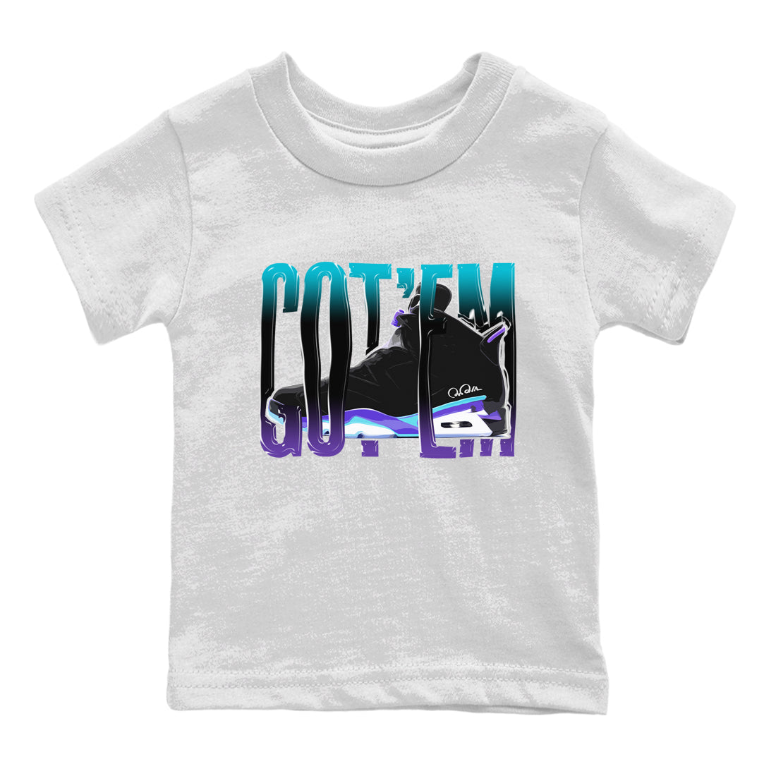 Air Jordan 6 Aqua Sneaker Match Tees Wiggling Gotem Streetwear Sneaker Shirt AJ6 Aqua Sneaker Release Tees Kids Shirts White 2