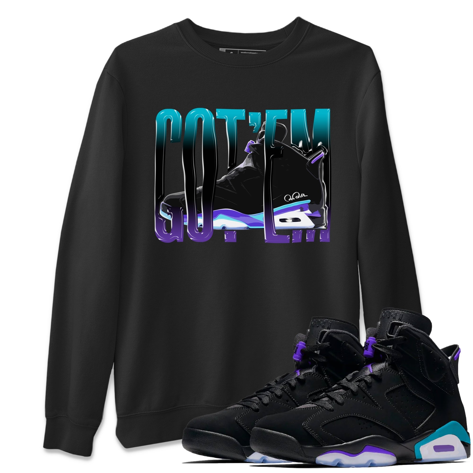 Air Jordan 6 Aqua Sneaker Match Tees Wiggling Gotem Streetwear Sneaker Shirt AJ6 Aqua Sneaker Release Tees Unisex Shirts Black 1